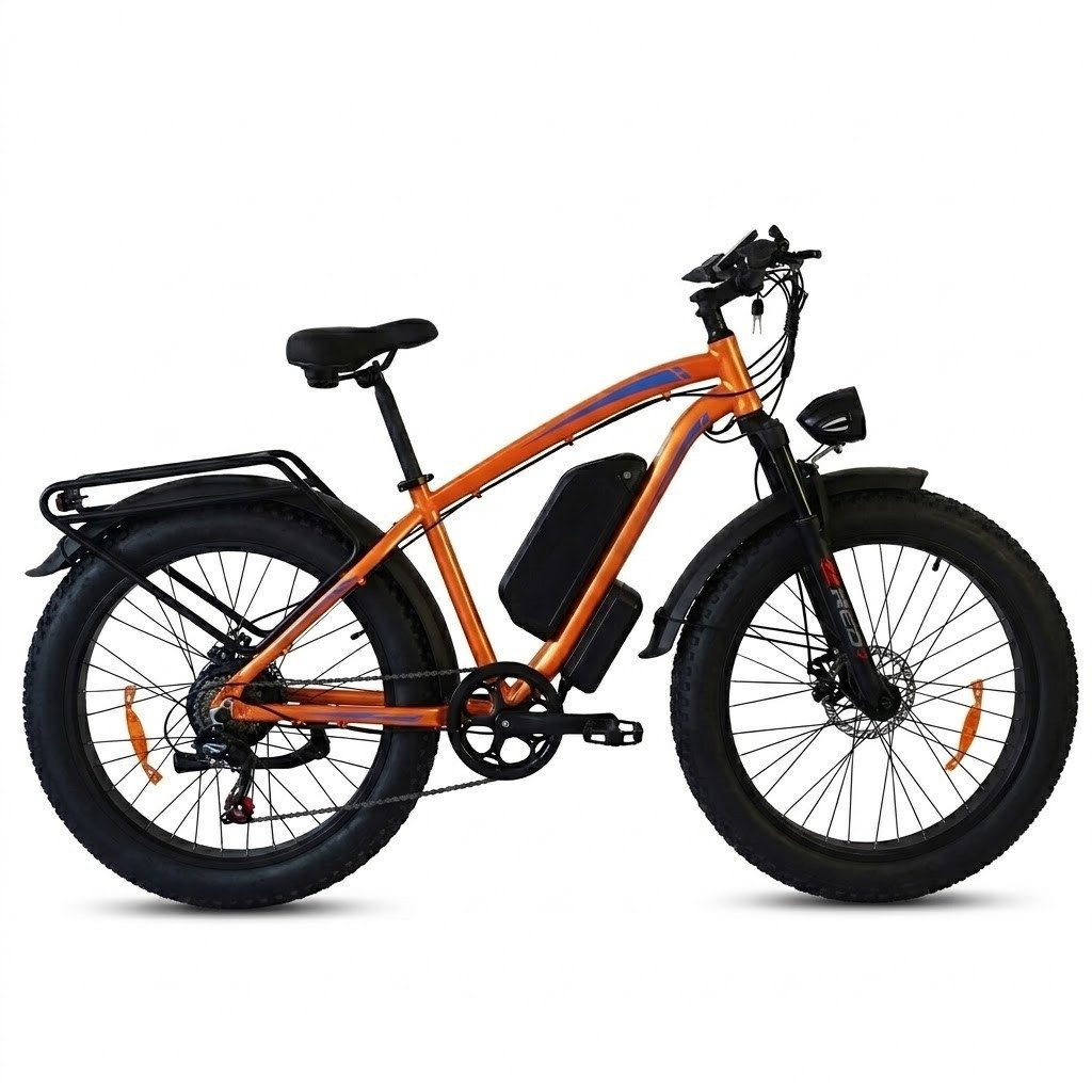 kowdom E-Bike E‑Bike Dual Motor 26 Zoll 150 km Reichweite Fat Tire Hydraulikbremse, 7 Gang 7-Gang Kettenschaltung Schaltwerk, Dual‑Motor, 1200 Wh, (Einzelstück), Dual‑Motor Vollgefedert Hydraulikbremse 25 km/h legal