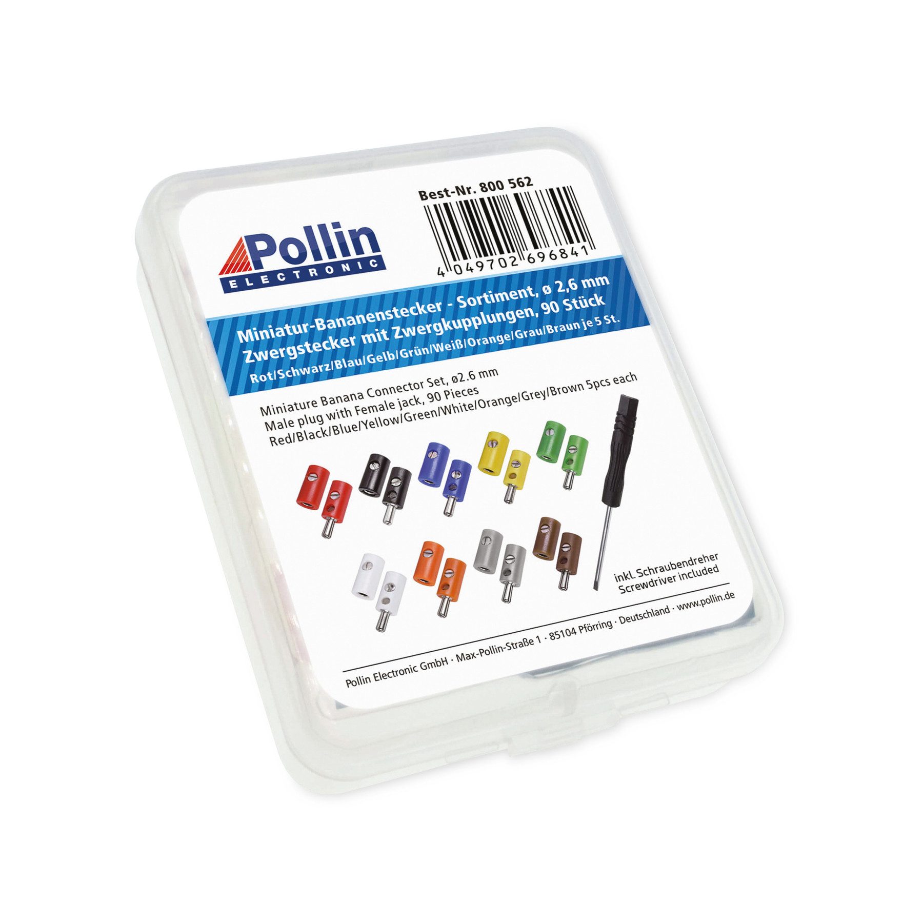 Pollin Kabelverbinder-Sortiment Zwergstecker-Sortiment mit Stecker, Kupplung und Schraubendreher