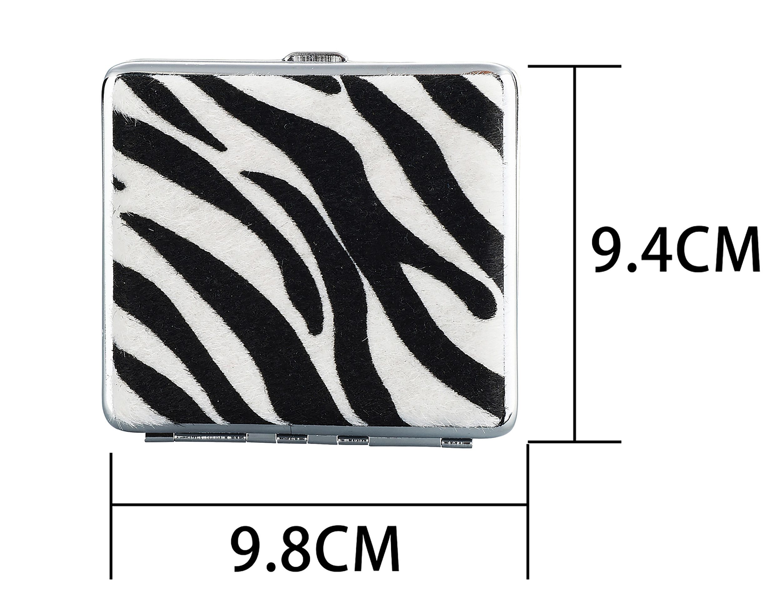 CHAMP Aufbewahrungsbox ZIGARETTENETUI "Animal" für 20 Zigaretten Plüsch aus Metall 97 (Zebra), Zigarettenbox Zigarettendose Etui Case Box Dose Hardcase
