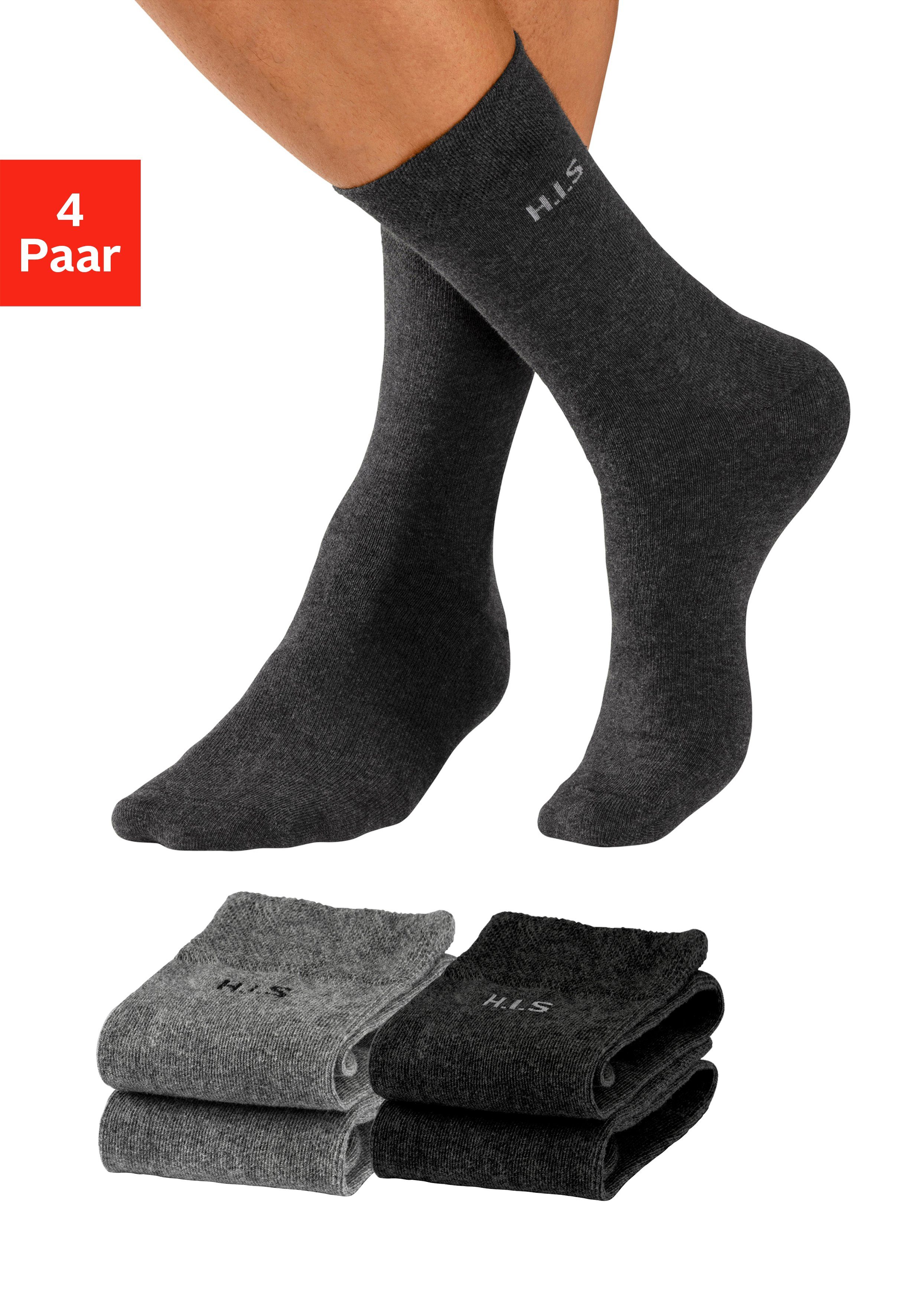 H.I.S Socken (Packung, 4-Paar) mit druckfreiem Bündchen günstig online kaufen