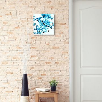 Primedeco Wanduhr Glasuhr Wanduhr Wandkunst Größe 30 x 30 cm mit Motiv Kleine Wasserblasen