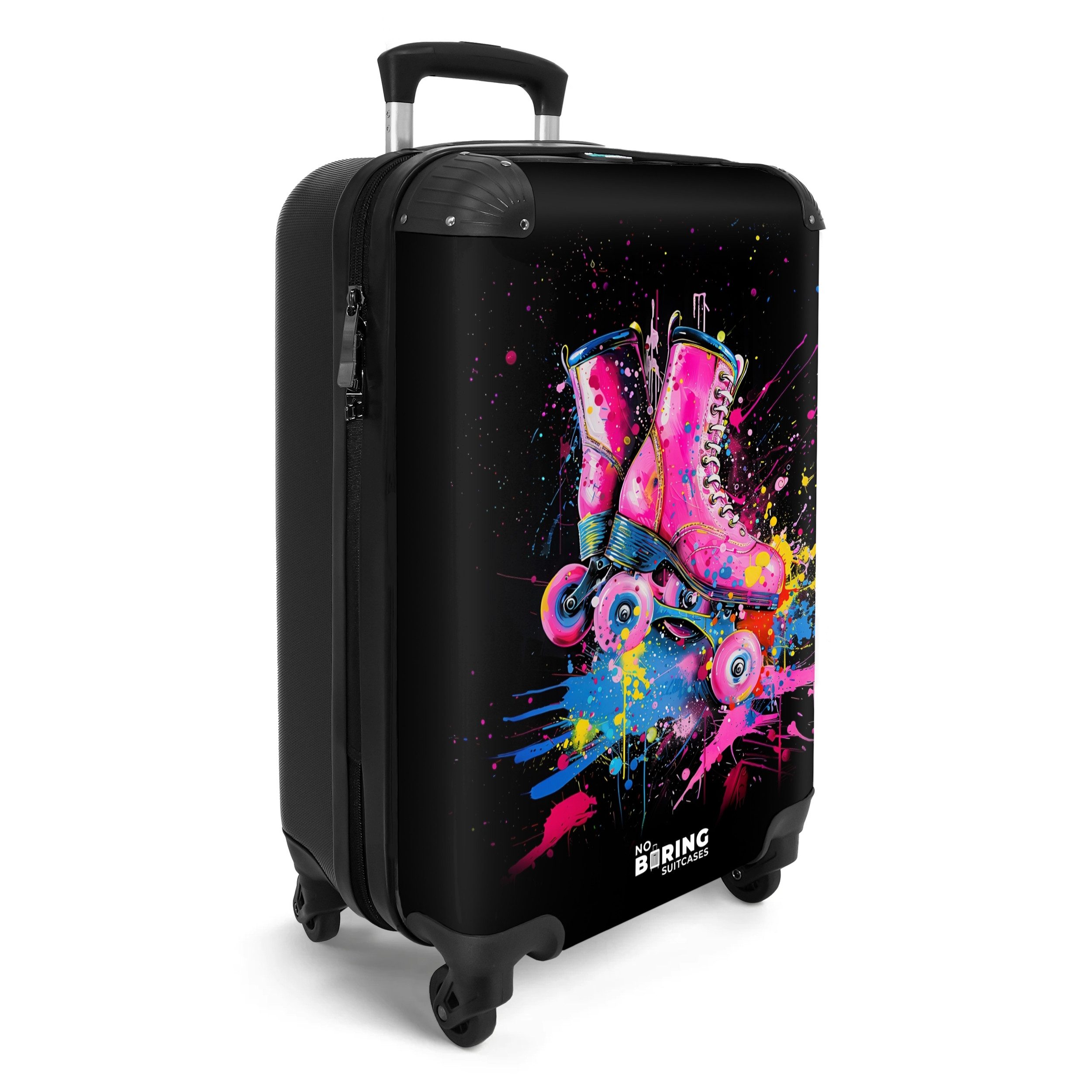 NoBoringSuitcases.com© Hartschalen-Trolley Rosa Rollschuhe mit Farbe günstig online kaufen