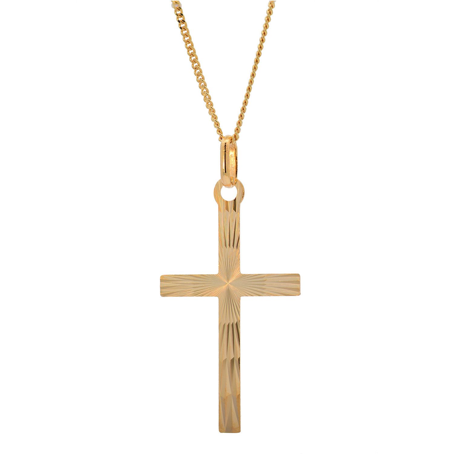 HOPLO Kreuzanhänger Anhänger Kreuz 333 8 kt Gold mit massiver Goldkette 333 - 8 kt Gold, Made in Germany