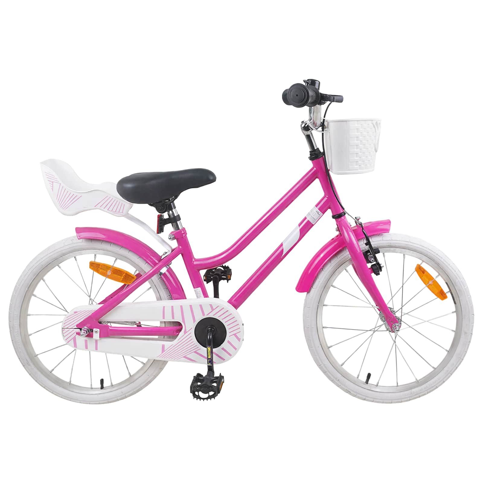 vidaXL Kinderfahrrad 146,5 x 54 x 86 cm Kinderfahrrad 18 Zoll für 5-7 Jahre alt Dunkelrosa
