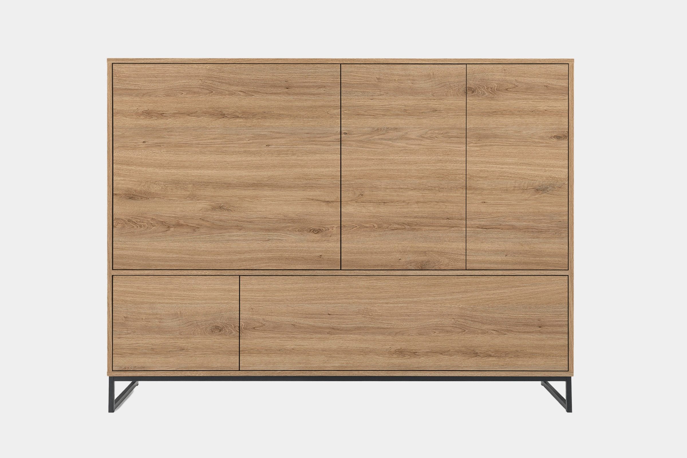 Deine Möbel 24 Kommode GENEVE Sideboard 160 cm breit GENEVE-Kollektion (Soft Close, 1 St., Sandbeige Beige Dunklegrün), ideal für Schlafzimmer Flur Wohnzimmer