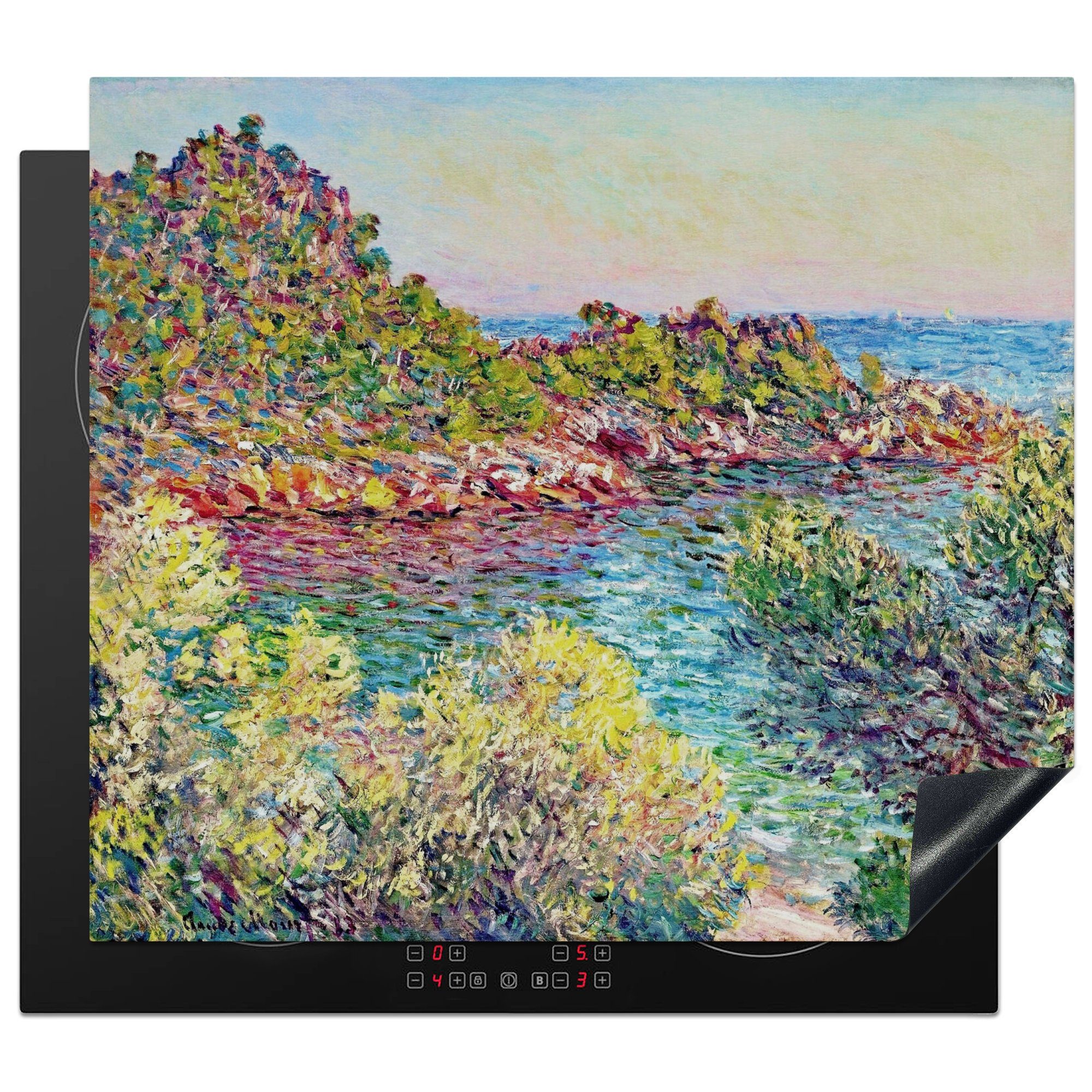 Herdblende-/Abdeckplatte MuchoWow die für Gemälde tlg), küche, 59x52 Induktionsmatte Vinyl, - von Montecarlo Landschaft Ceranfeldabdeckung Claude (1 cm, Monet, bei