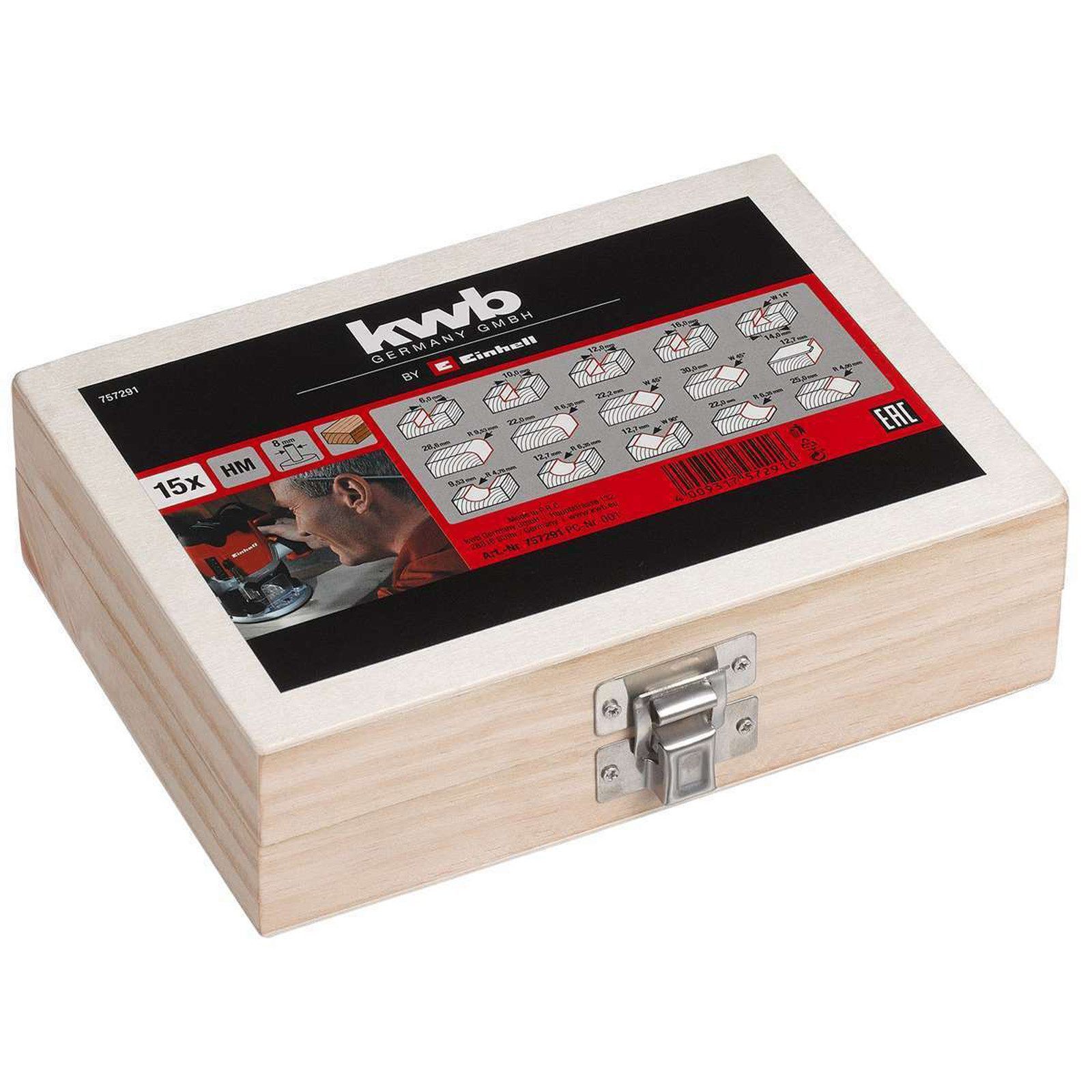 Einhell Oberfräse Kwb by Einhell Oberfräsen-Zubehör 8mm 15 Fräsersatz im Holzkoffer, (zubehör)