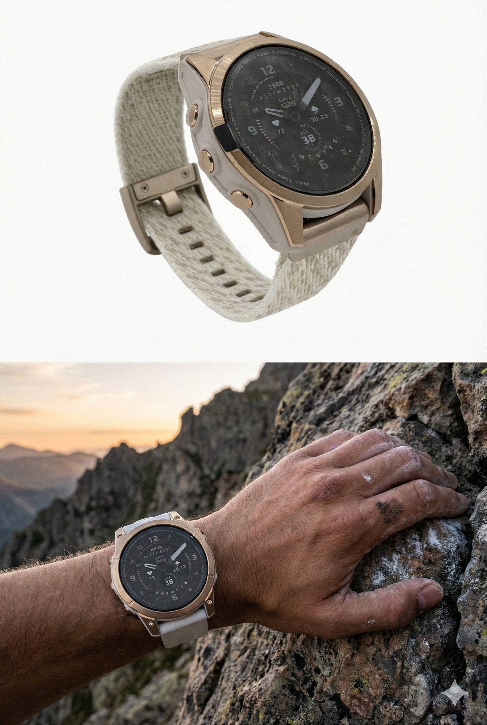Garmin Epix Pro Gen 2, 51 mm Smartwatch (3,56 cm cm/1,4 Zoll, Garmin OS) Einzelartikel, 2-tlg., Smartwatch inkl. Silikonarmband und USB-C Lade-/Datenkabel, AMOLED Saphirglas Titan-Lünette Herzfrequenzsensor Taschenlampe