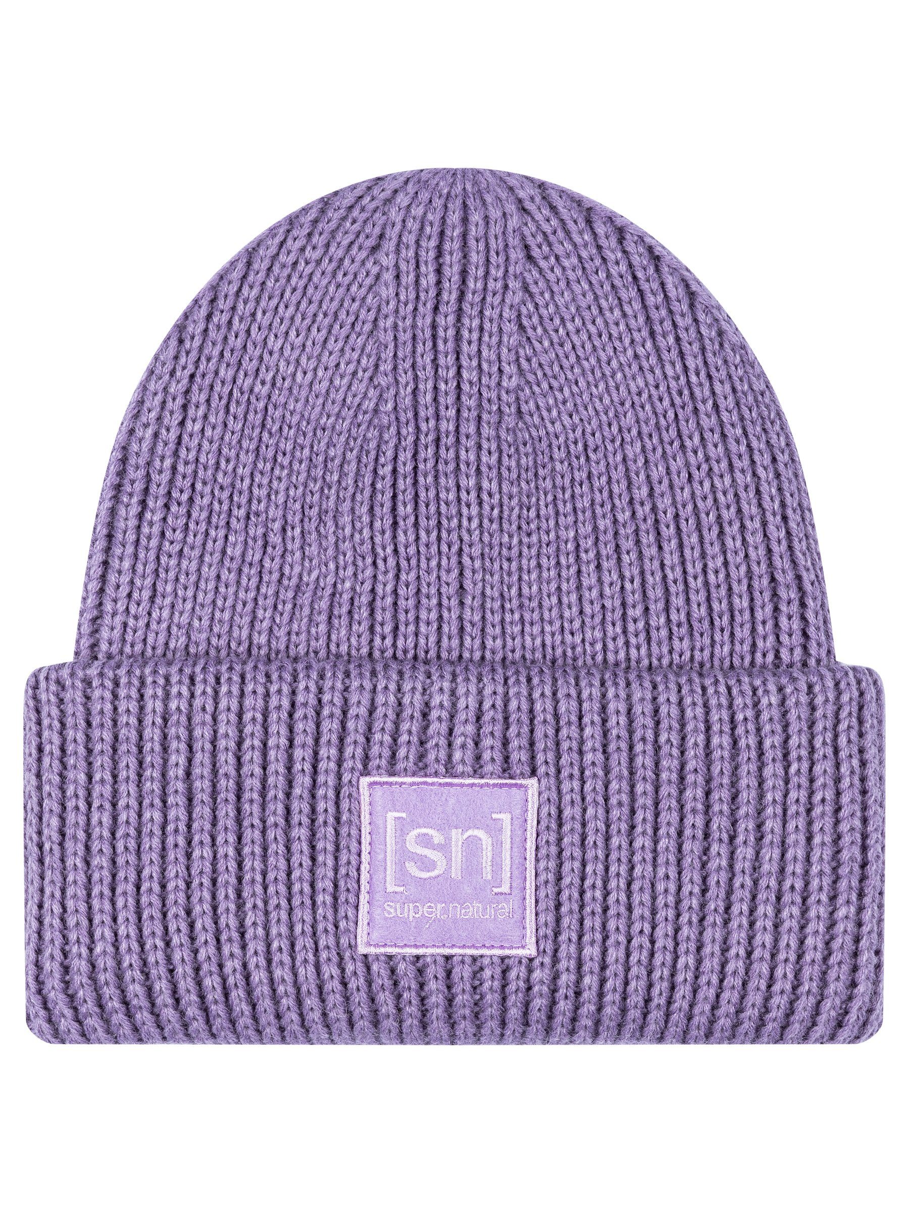 Mütze Purple KRISSINI Haze SUPER.NATURAL Merino-Materialmix wärmender Beanie Merino BEANIE