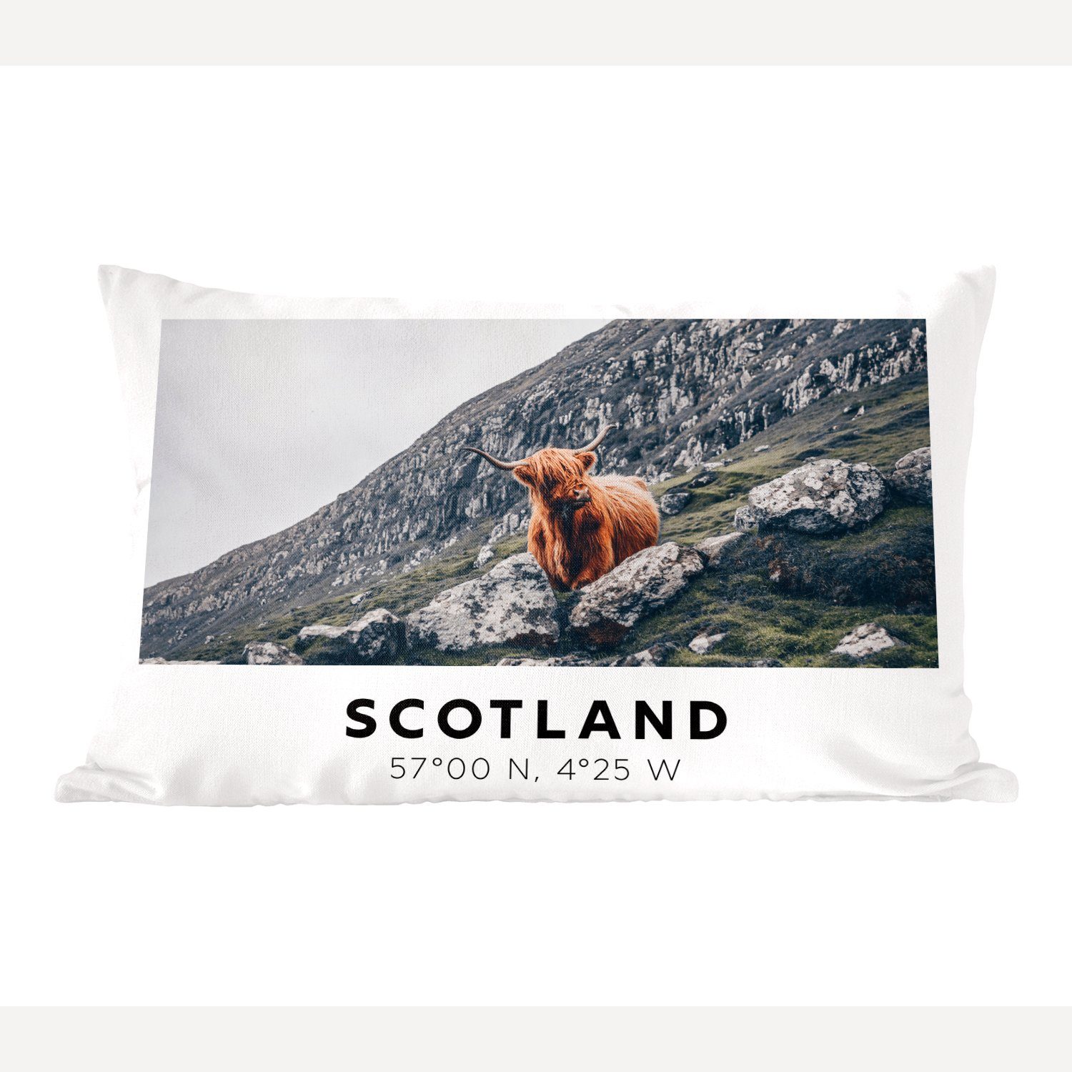 MuchoWow Dekokissen Schottland - Schottische Highlander - Berge - Tiere, Wohzimmer Dekoration, Zierkissen, Dekokissen mit Füllung, Schlafzimmer