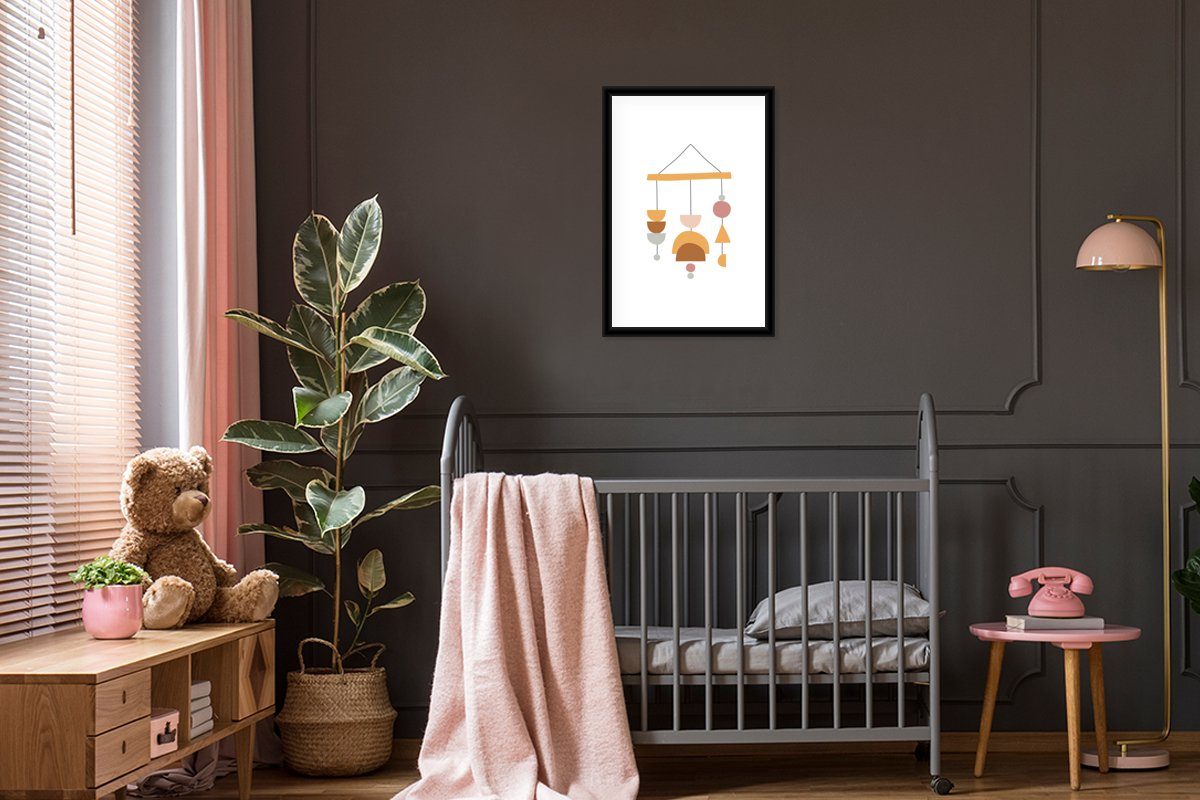 Pastell - Baby Rahmen, Gerahmtes St), - Bilderrahmen (1 Mobile Schwarzem mit Poster Poster, Boho, - Kinder Kunstdruck, MuchoWow -