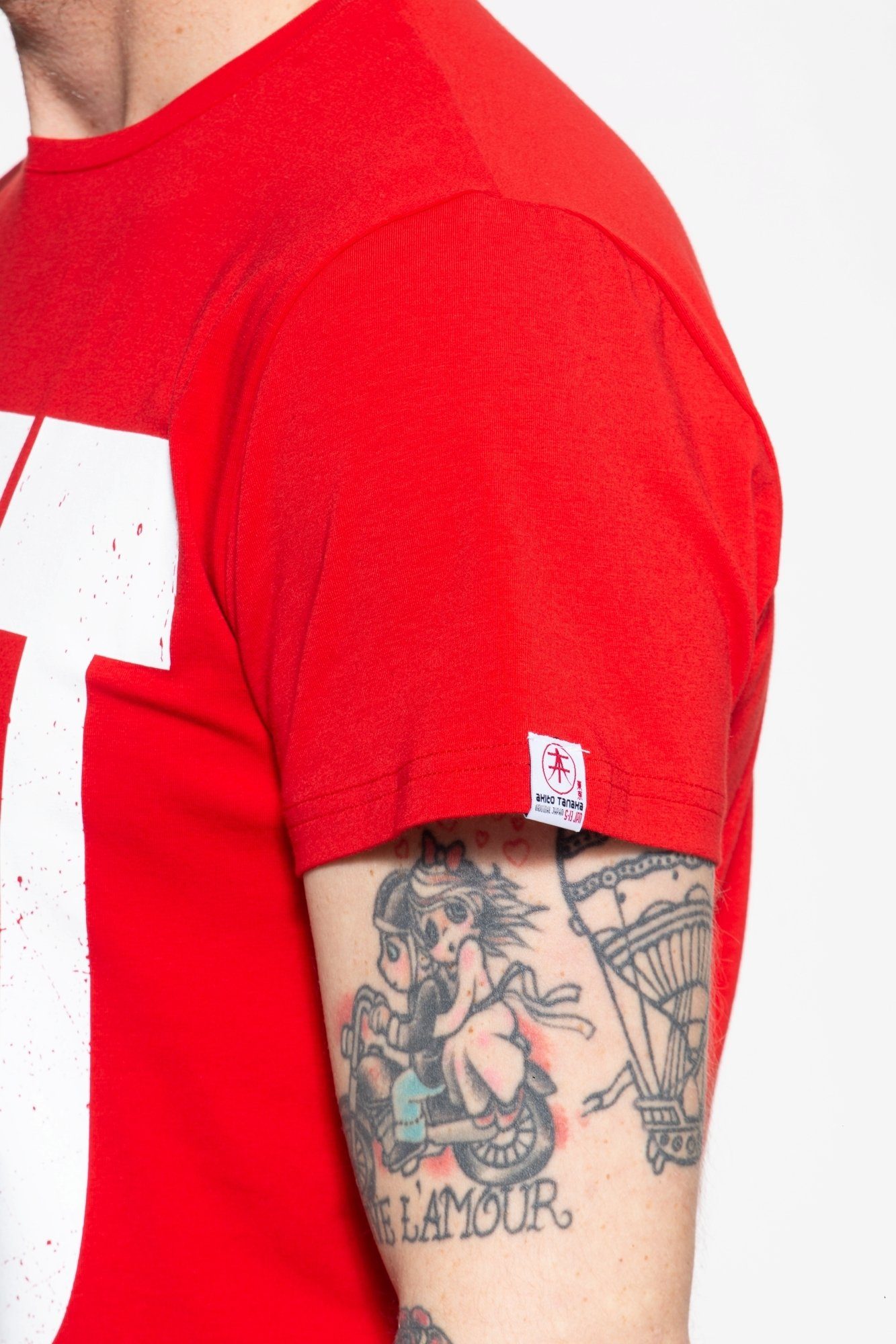 T-Shirt Akito Print kontrastierendem Tanaka mit Write rot