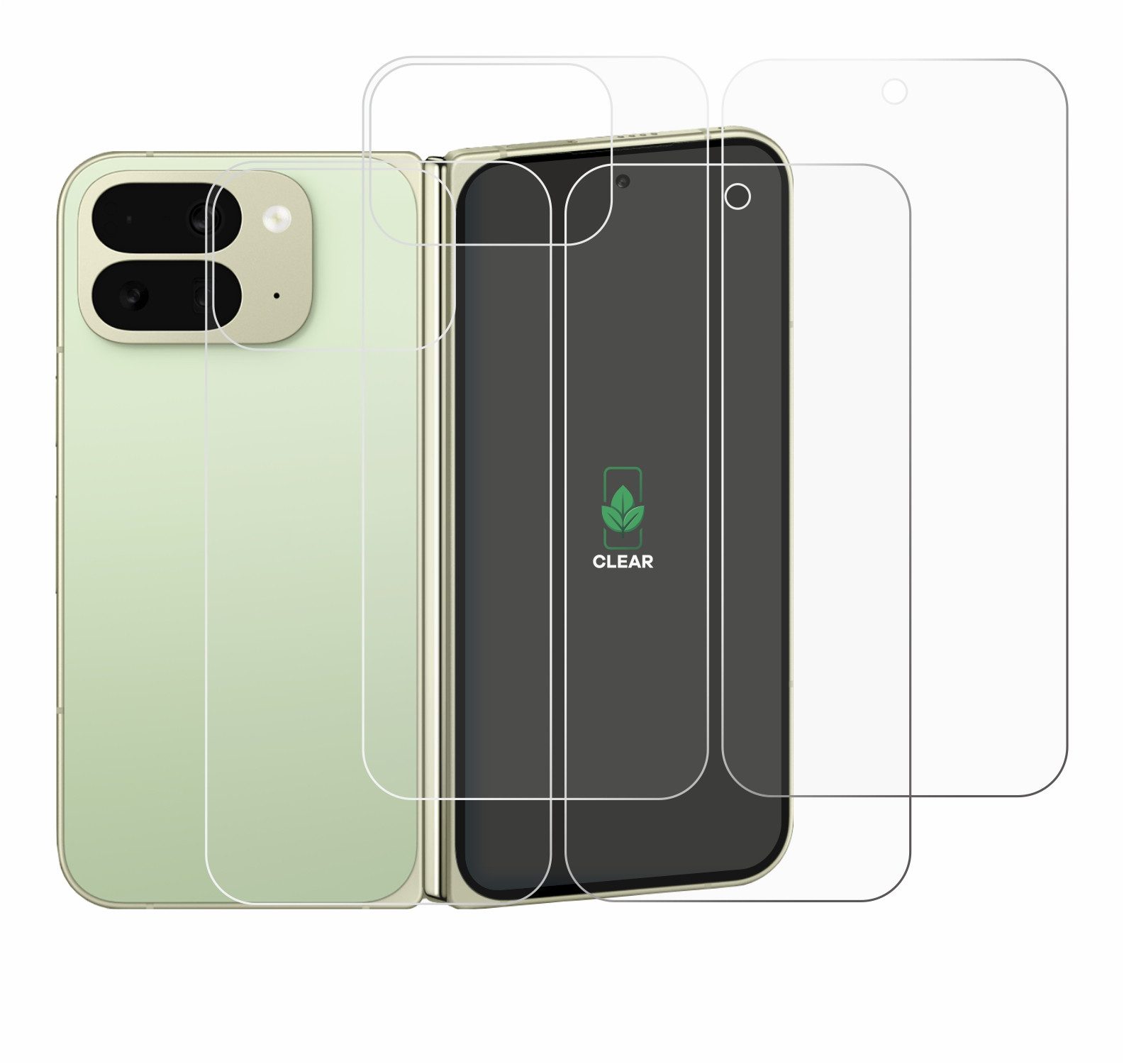 ScreenLeaf Displayschutzfolie Schutzfolie für Google Pixel 10 Pro Fold (Display+Rückseite), 2 Stück, nachhaltiger Displayschutz Schutz Folie Klar Transparent