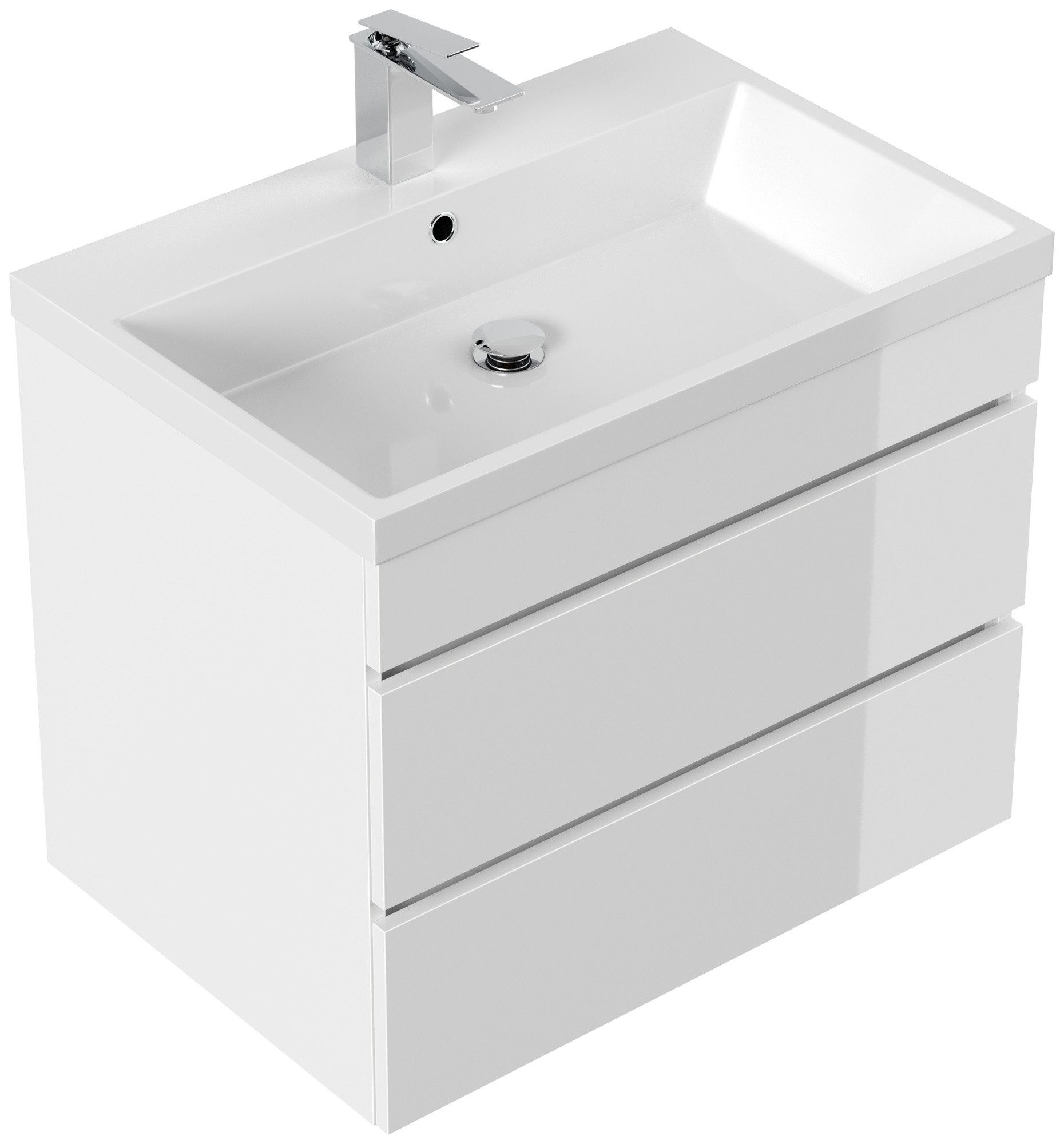 Magnolia Home Waschtisch Badmöbel Via 70 SoftClose weiss hochglanz mit grifflosen Schubladen