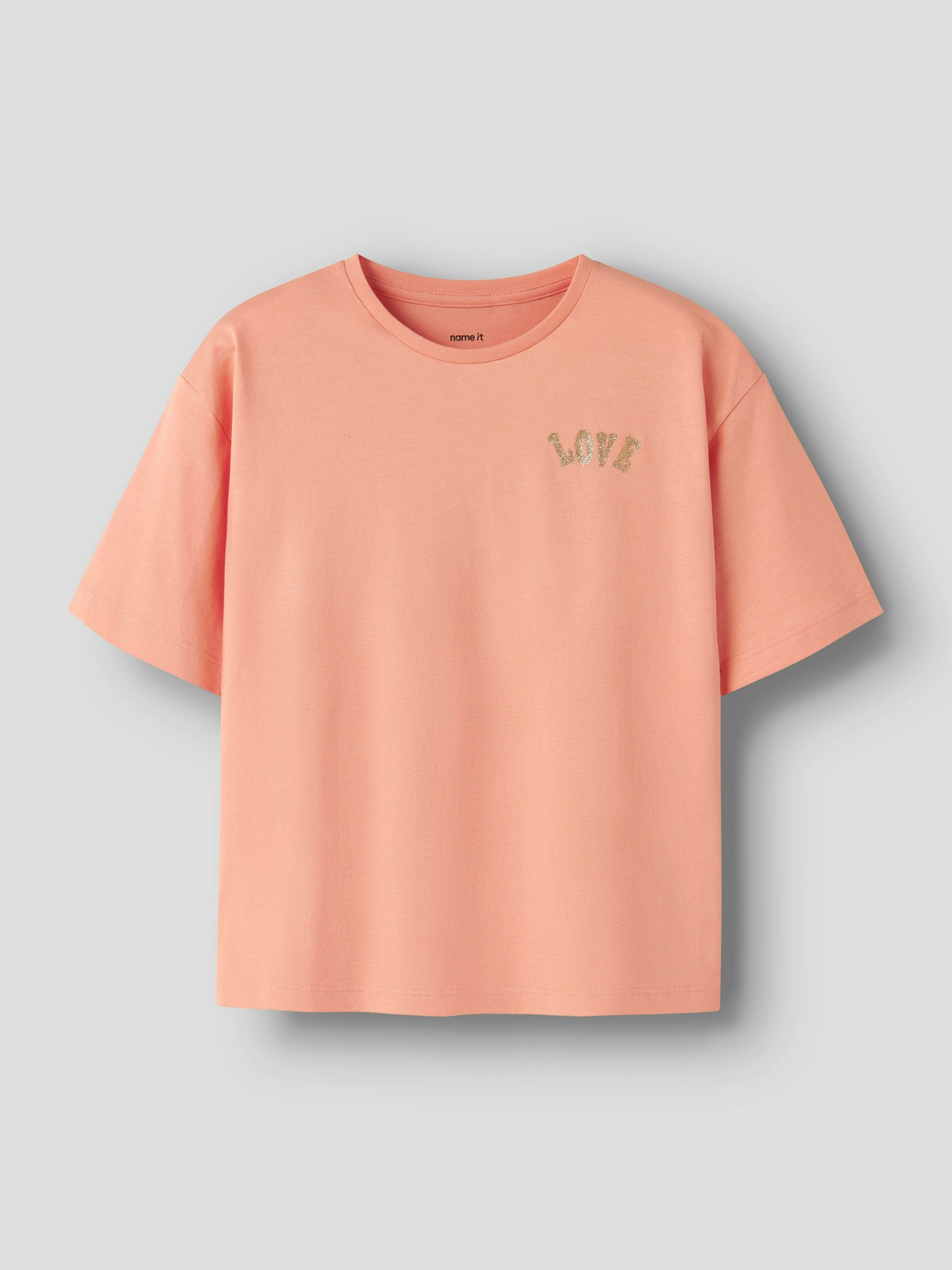Name It Kurzarmshirt NKFKALI SS RLX TOP PS NOOS Baumwolle, mit Rückenprint und Glitzer