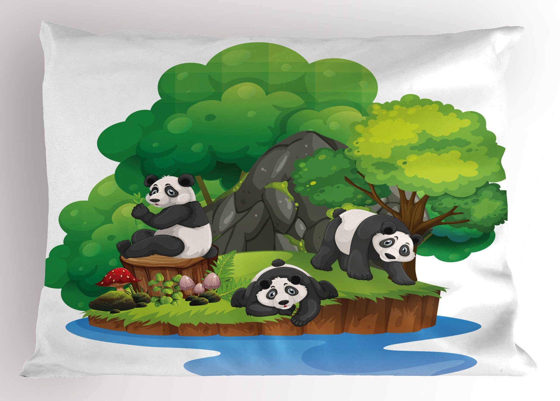 Kissenbezüge Abakuhaus Kopfkissenbezug, Säugetiere Insel auf Einstellung Dekorativer einer (1 Standard Size Gedruckter Stück), Panda