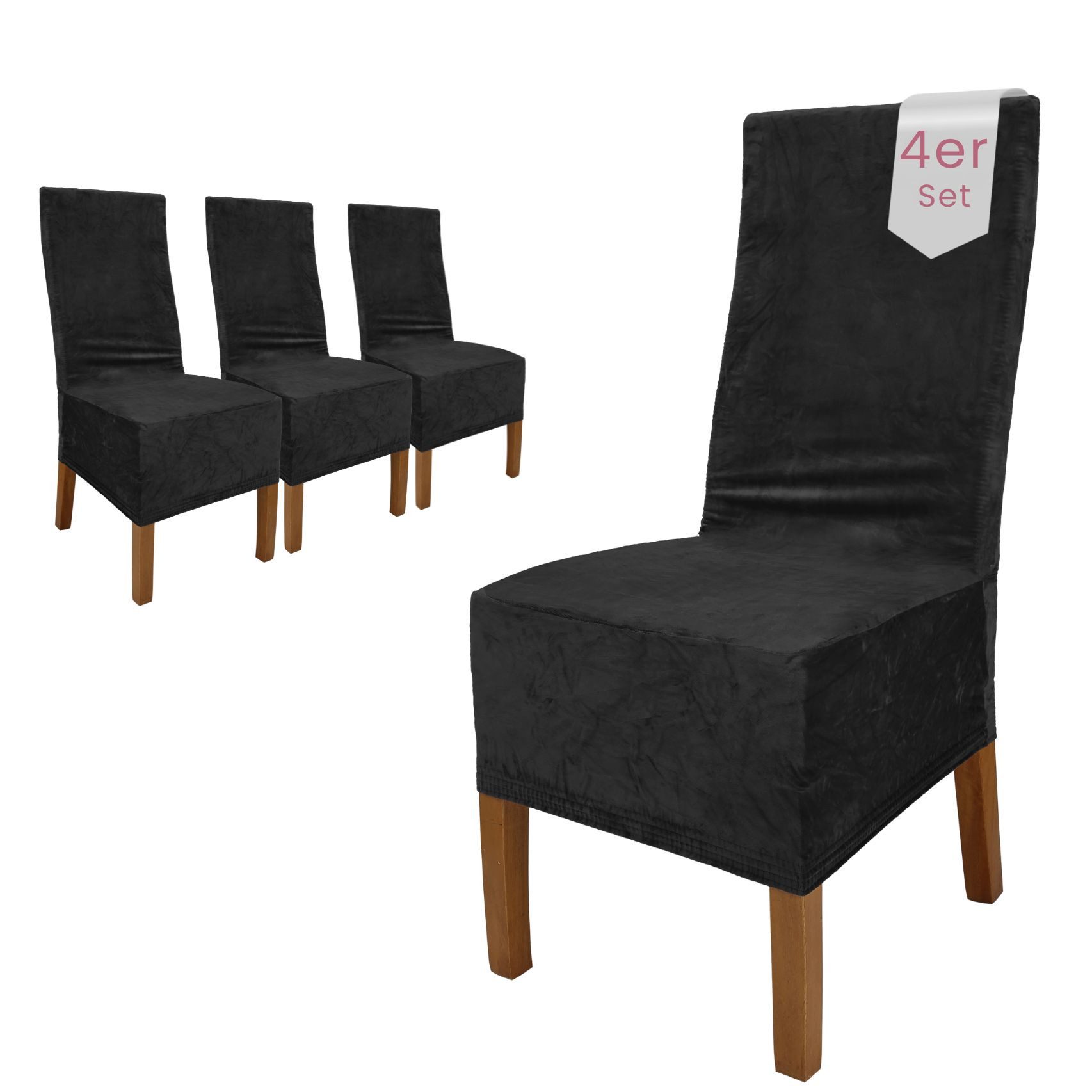 sh SCHEFFLER-HOME LIVE HOMESTYLE Stuhlhusse VelvetFit Puma – elastischer Stuhlbezug, für große Stühle, Samt-Optik, Idealmaße 46×66 cm Rückenlehne