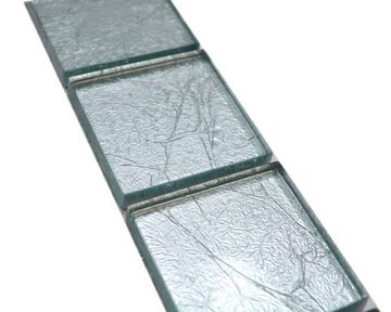 Mosani Fliesen-Bordüre Glasmosaik Crystal Borde silber glänzend / 10 Stück