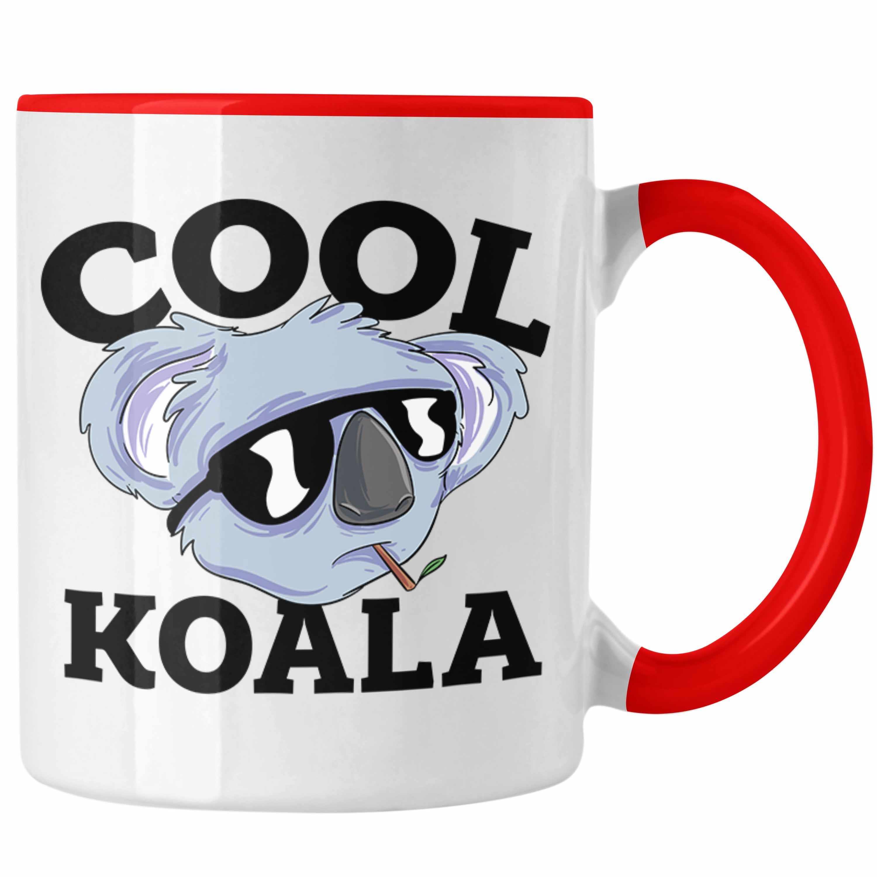 Trendation Tasse Tasse Koala Geschenkidee für Koala-Liebhaber Tasse Koala-Aufdruck Rot