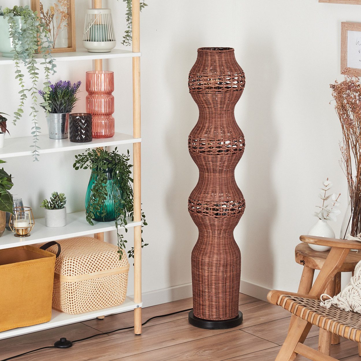 hofstein Stehlampe Stehlampe mit Schirm aus Rattan im skandinavischen Desig günstig online kaufen