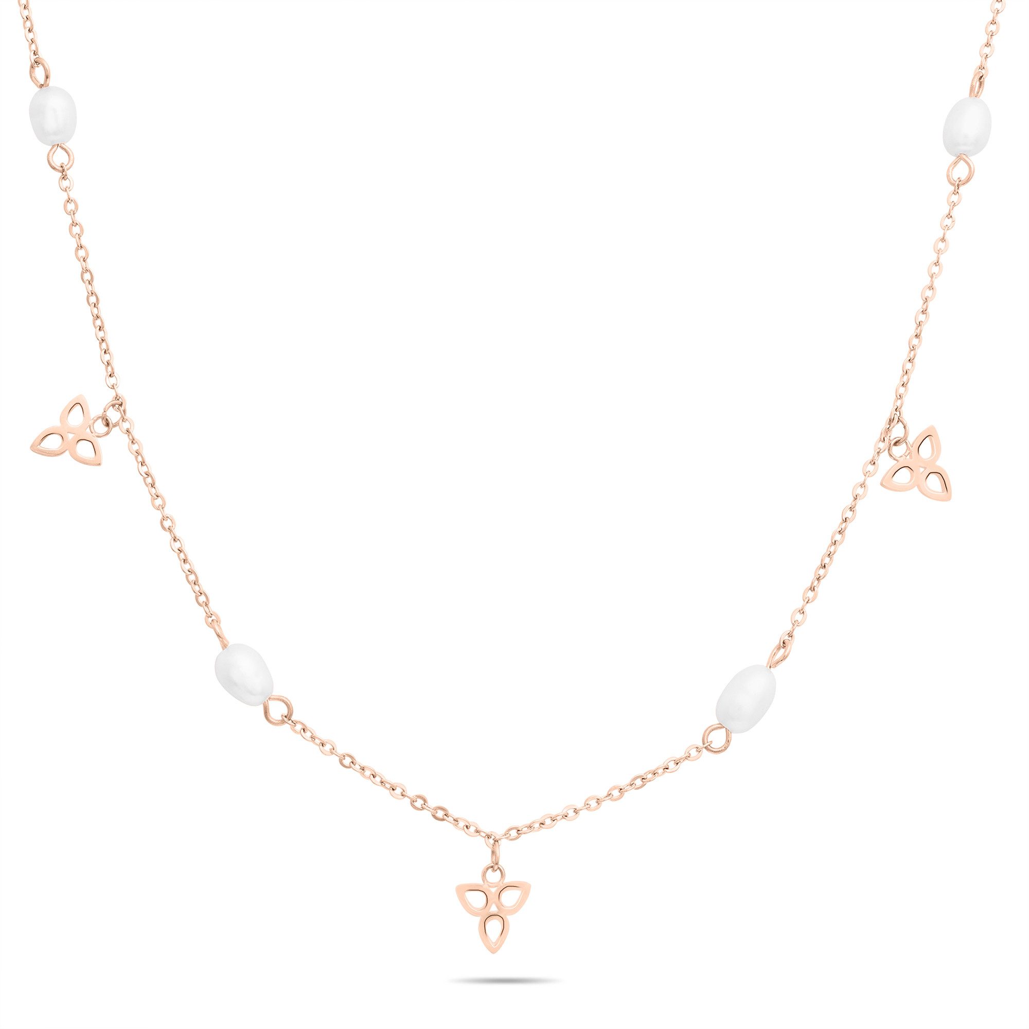 Tamaris Edelstahlkette Schmuck Geschenk Halskette Blüten, mit Kunststoffperle