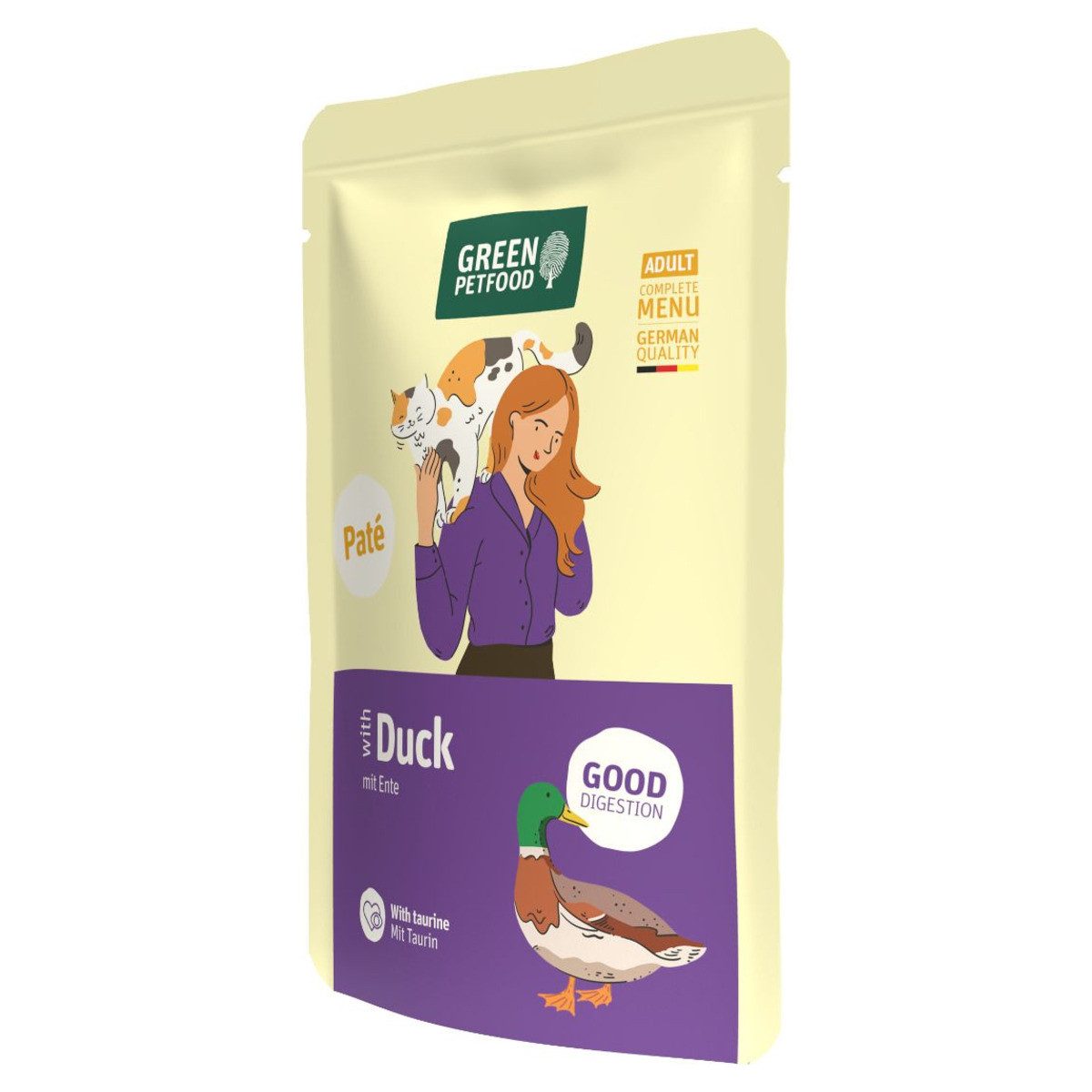 Green Petfood Paté Duck 85 g - 8 Stück, Nassfutter für: Katze