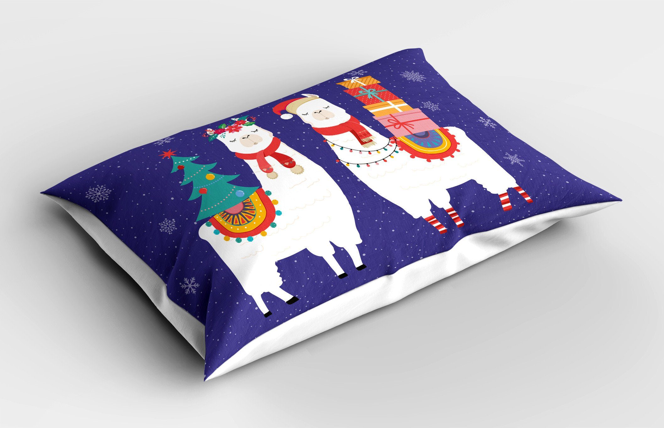 Kissenbezüge Dekorativer Standard King Size Abakuhaus Noel (1 Stück), Cartoon Weihnachten Llamas Gedruckter Kissenbezug
