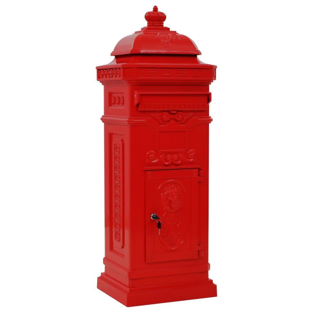 vidaXL Briefkasten Säulenbriefkasten Aluminium Vintage-Stil Rostfrei Rot