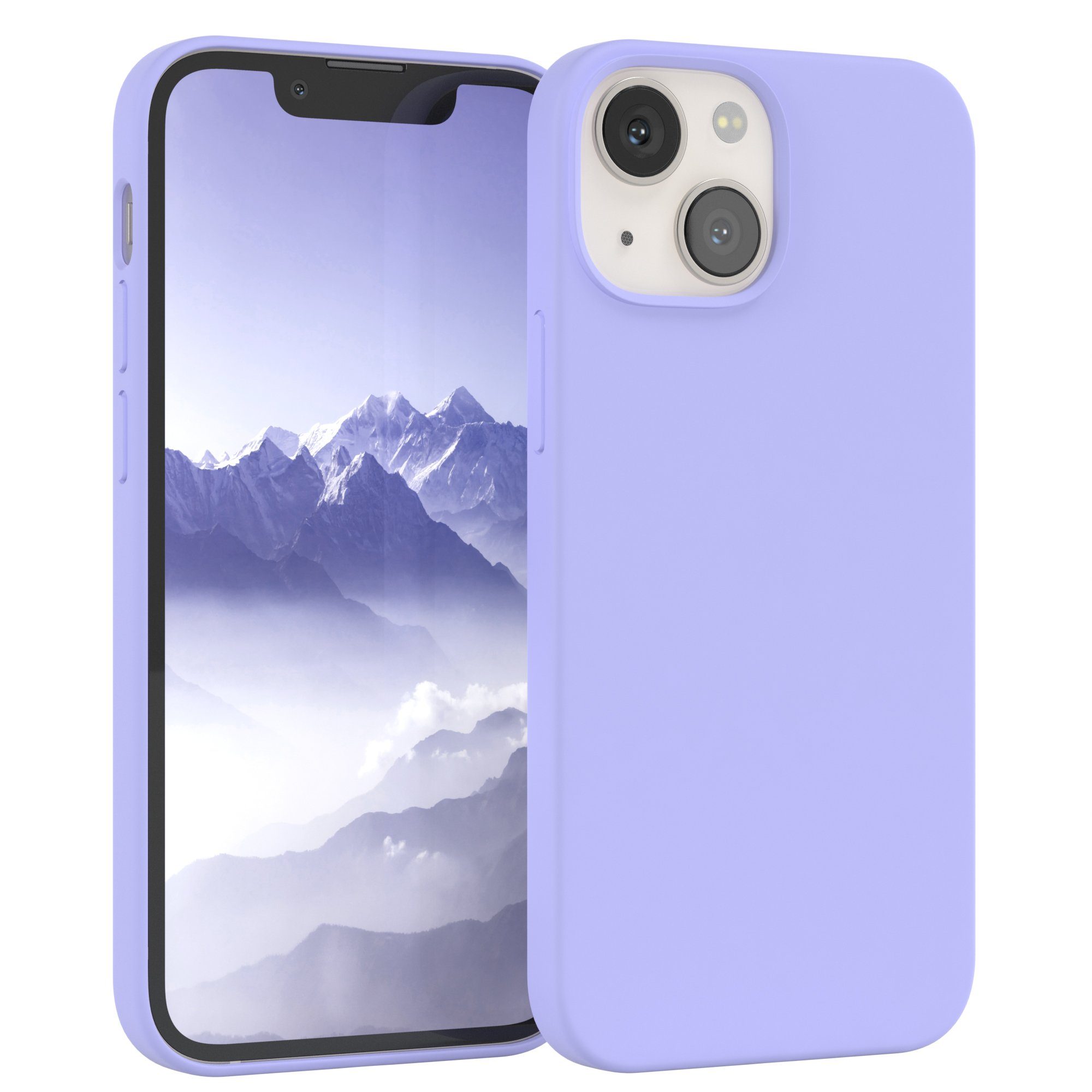 EAZY CASE Handyhülle Premium Silikon Case für Apple iPhone 13 Mini 5,4 Zoll, Handytasche aus Silikon Slimcover stoßfest Violett / Lila Lavendel