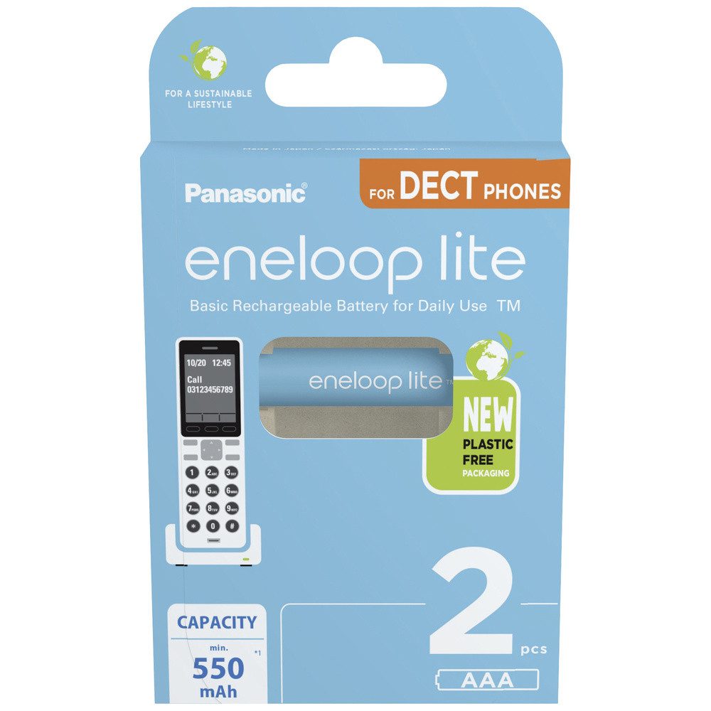 eneloop eneloop eneloop lite DECT HR03 Micro (AAA)-Akku NiMH 550 1.2 V 2 St. Batterie, (1.20 V)