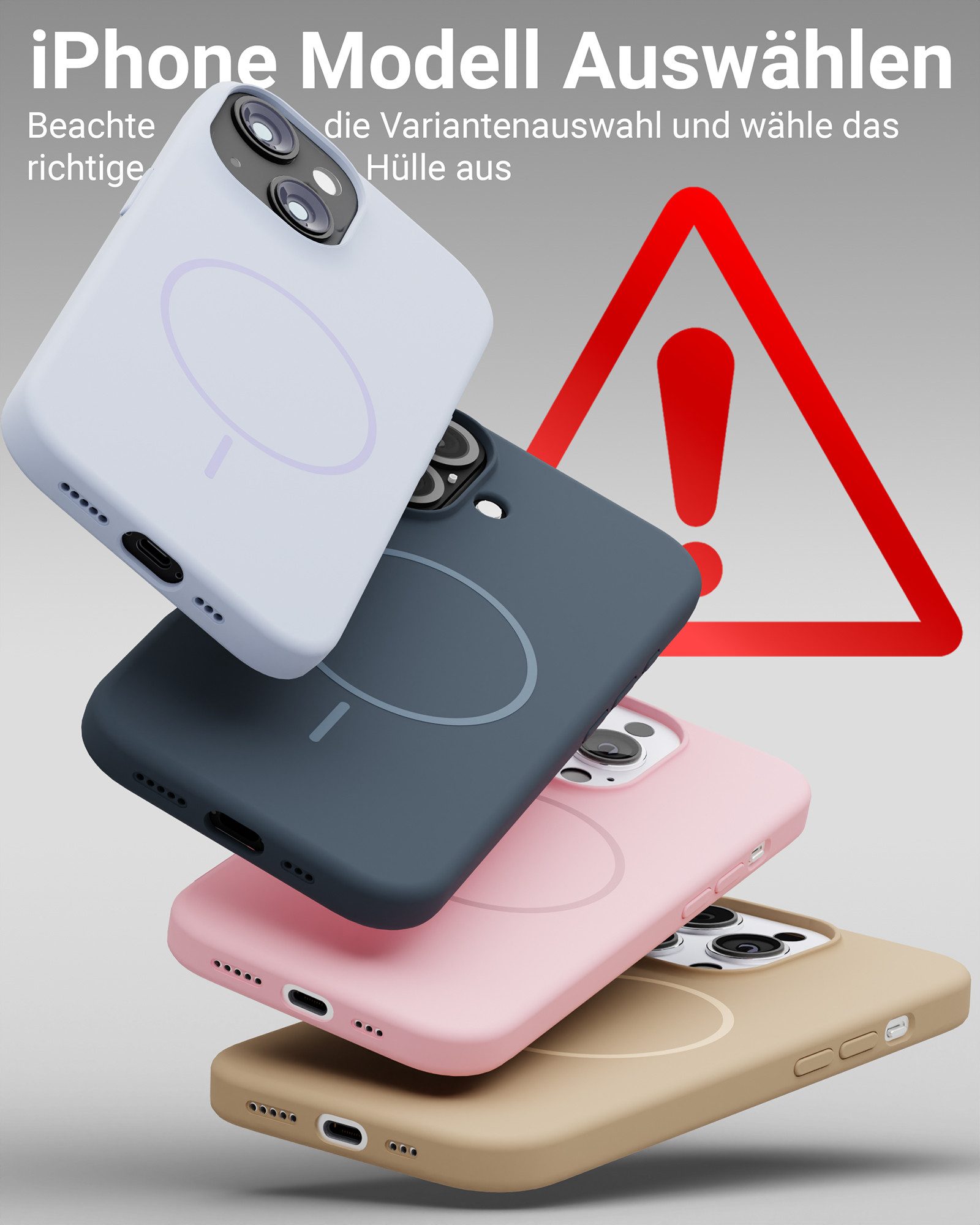 GreenHec Handyhülle Handyhülle Silikon iPhone 16 15 14 13 12 Pro Max Plus MagSafe 6.7 Zoll, Magnetisch Weiß Case Cover Schutz - Pink Blau Schwarz Braun Weiß