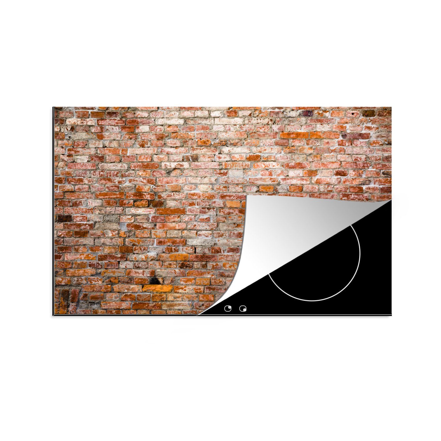 MuchoWow Herdblende-/Abdeckplatte Ziegelstein - Induktionskochfeld Ceranfeldabdeckung - (1 die küche, cm, Schutz Orange tlg), Wand, 81x52 für Vinyl