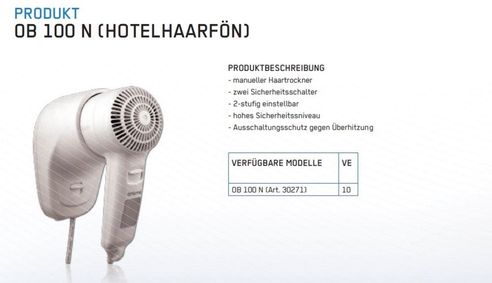 Hotel-Haartrockner TECHNOLOGIES Siku AIR 1200W Haartrockner