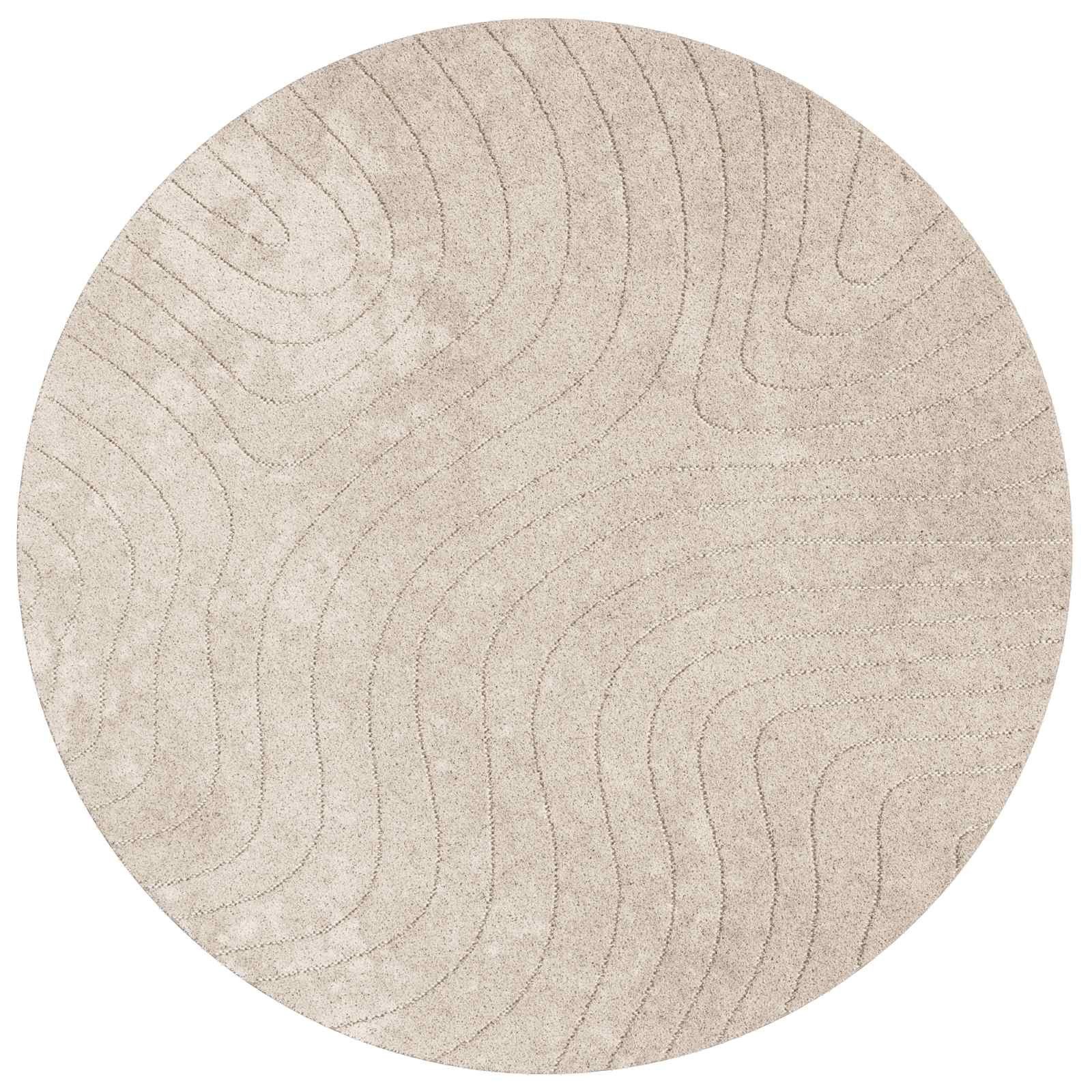 vidaXL Teppich Innen- und Außenteppich PALMERAS Beige Ø 120 CM Polyester, Run