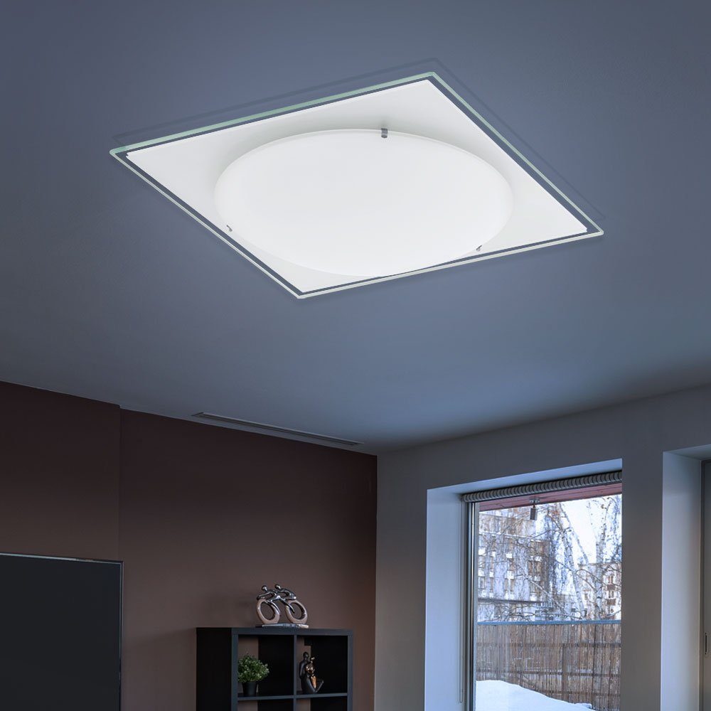 EGLO LED Deckenleuchte, LED-Leuchtmittel fest verbaut, LED Deckenlampe Deckenleuchte Warmweiß, Spiegelrand Wohnzimmerlampe Flurlampe