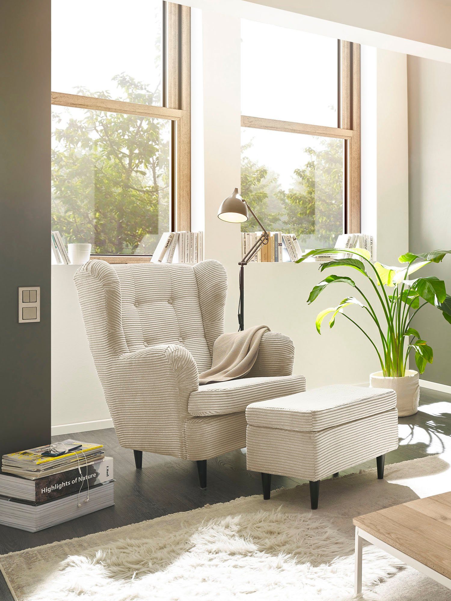 ED EXCITING DESIGN Hocker Oskar, mit Massivholzfüßen günstig online kaufen