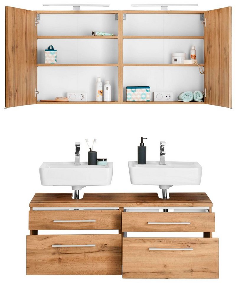 HELD MÖBEL Badmöbel-Set »Davos«, (2-St), 2 Spiegelschrank und Waschbeckenunterschrank-kaufen