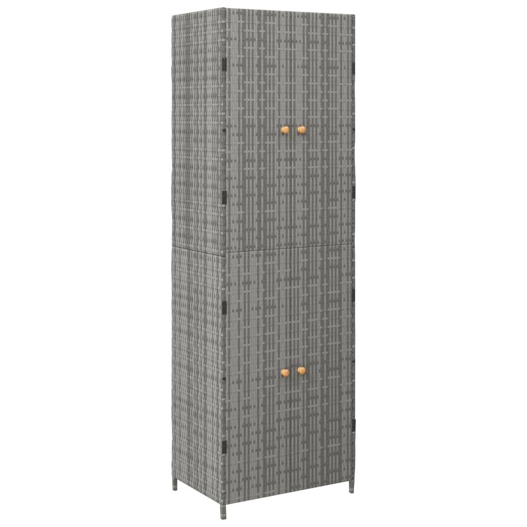 vidaXL Garten-Geräteschrank Gartenschrank Grau 59x40x180 cm Polyrattan Terrasse Balkon Verstauen