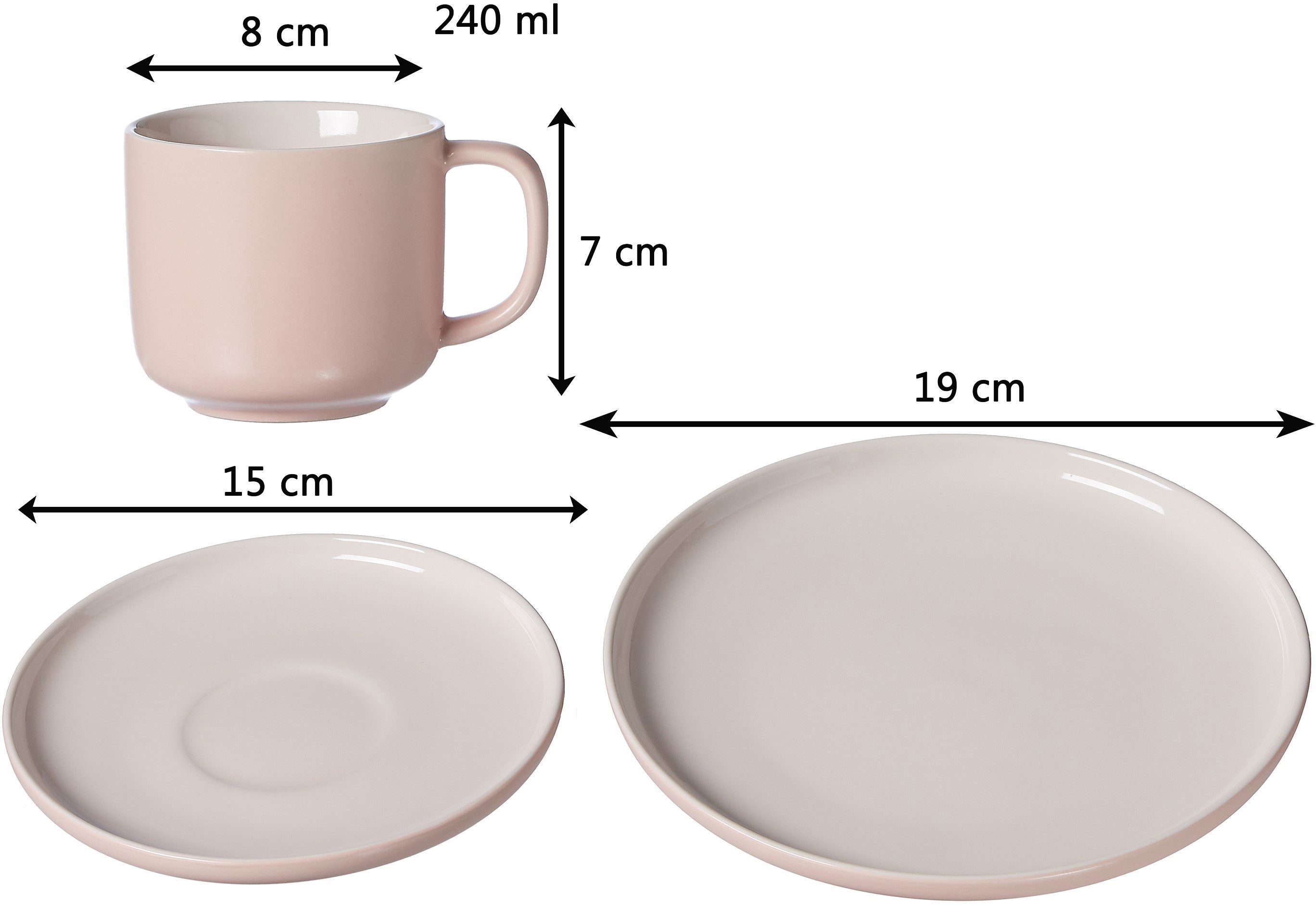 Ritzenhoff & Breker Kaffeeservice Geschirr-Set, Service Jasper (12-tlg), 4 Personen, Steinzeug, Scandic Style, 12 Teile, für 4 Personen