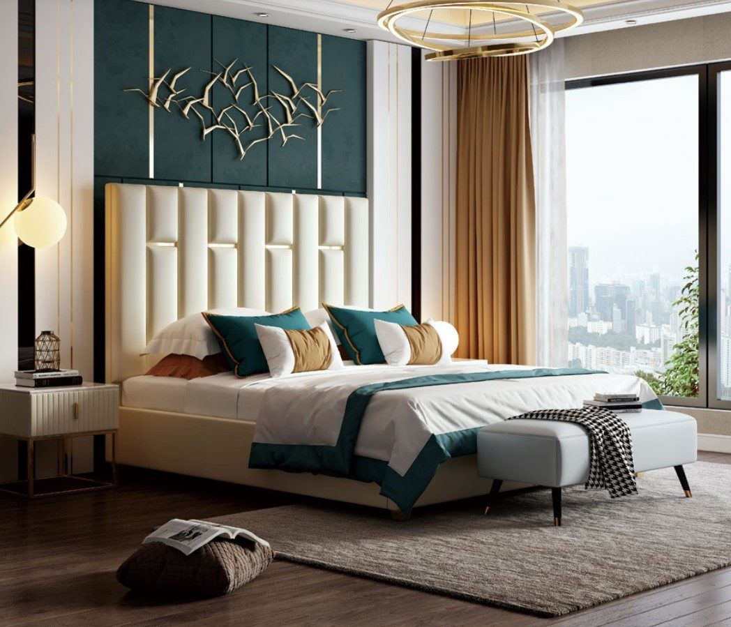 Xlmoebel Polsterbett Luxus Doppelbett aus Metall und Leder für stilvolles Schlafzimmer (Bett, 1-tlg., Bett), Hergestellt in Europa