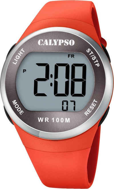 CALYPSO WATCHES Digitaluhr »UK5786/2 Calypso Damen Jugend Uhr Digital«, (Digitaluhr), Damen, Jugend Armbanduhr rund, Kunststoffarmband orange, Outdoor