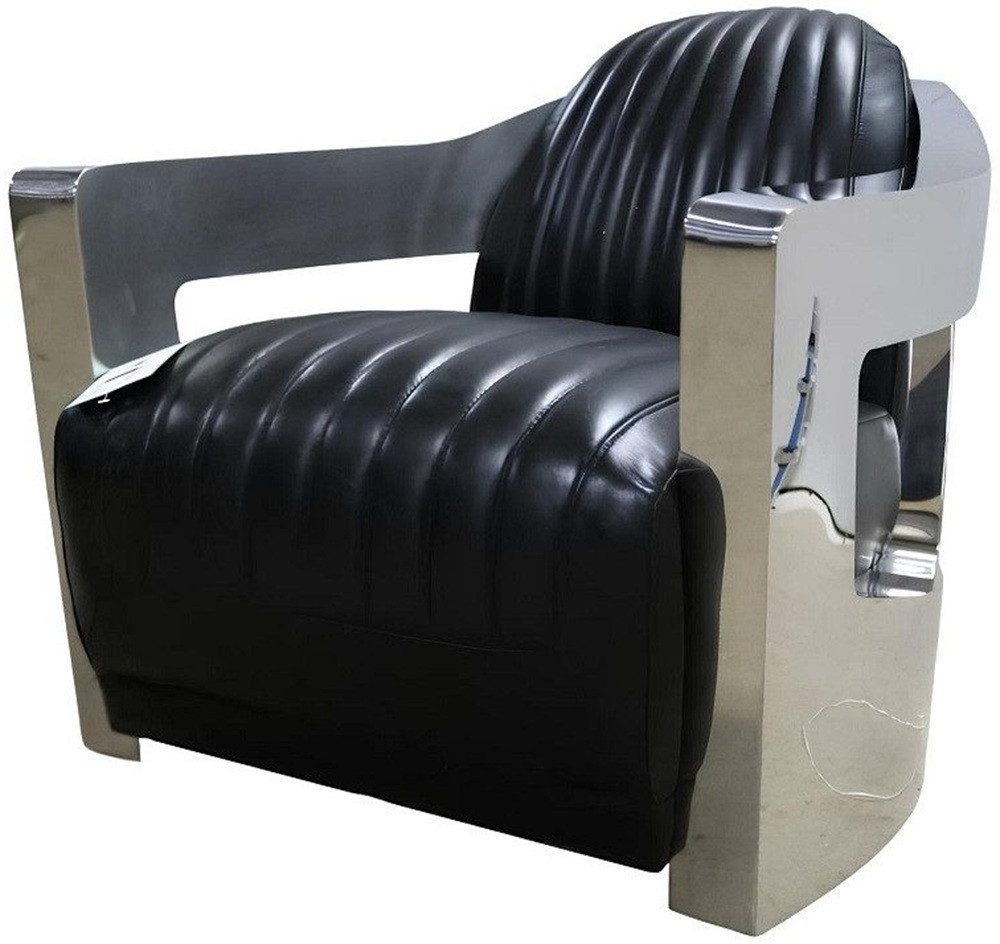 Xlmoebel Loungesessel Aviator Cocktailsessel im Art Deco Stil mit Lederbezug (1-St., Sessel), Hergestellt in Europa