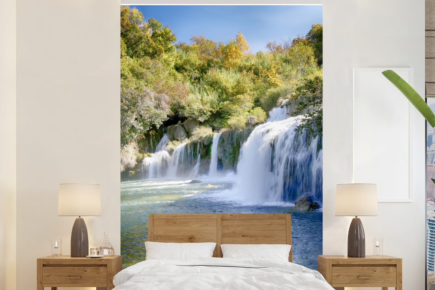 MuchoWow Fototapete Die Wasserfälle des Flusses Krka im Krka-Nationalpark in Kroatien, Matt, bedruckt, (3 St), Montagefertig Vinyl Tapete für Wohnzimmer, Wandtapete
