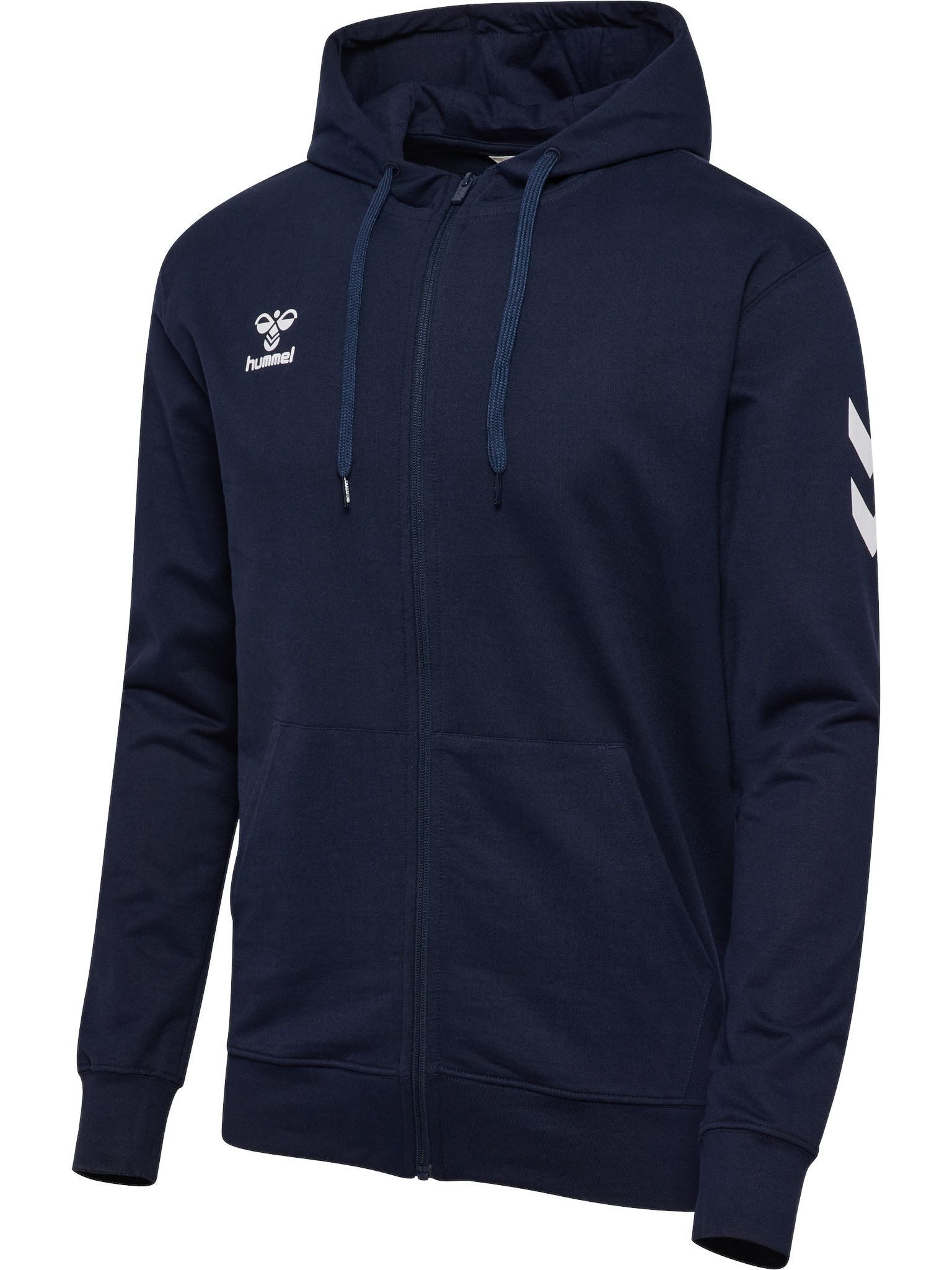 hummel Trainingsjacke hmlGO 2.0 Chevron Full-Zip Hoodie (Baumwolle, mit Kapuze) marineblau