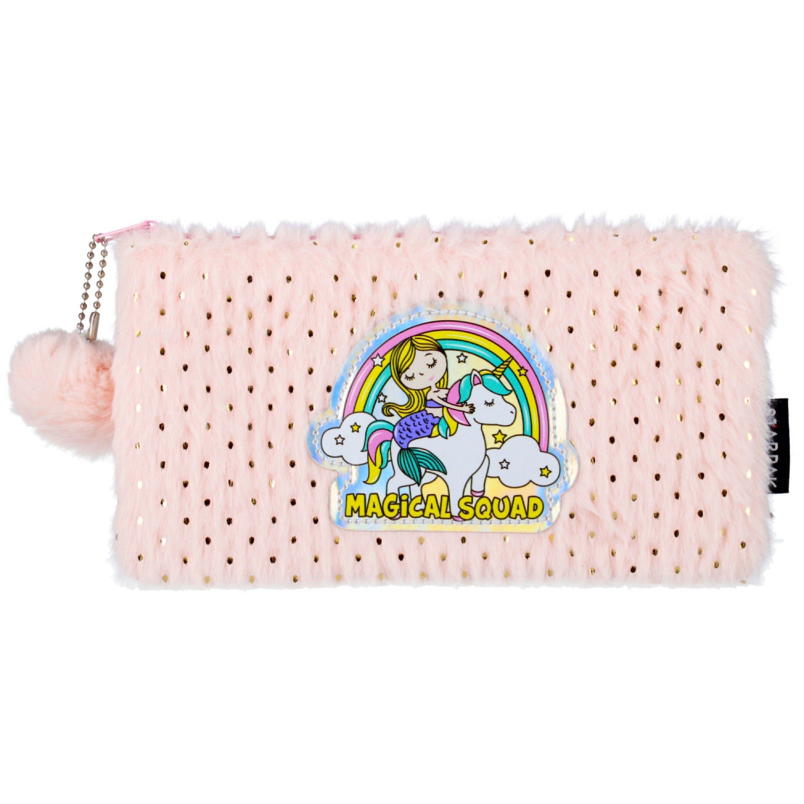 Federtasche Leuchtend rosa, plüschiges Federmäppchen