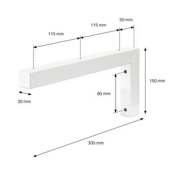 ML-DESIGN Waschbeckenschrank Winkel Waschtischhalterung Wandhalterung Konsolenträger Regalträger 2er Set L-Form 300x150mm Weiß Stahl