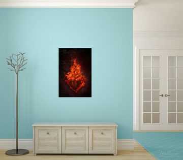 Wallario Poster, Brennendes Herz - in roten Flammen, in verschiedenen Ausführungen