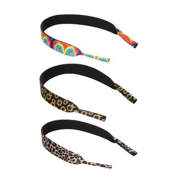 kwmobile Brillenband 3x Neopren Brillen Band Schwarz Gelb Grün - Sonnenbrillen Band, Brillenband für Damen Herren und Kinder - weicher Brillen Strap