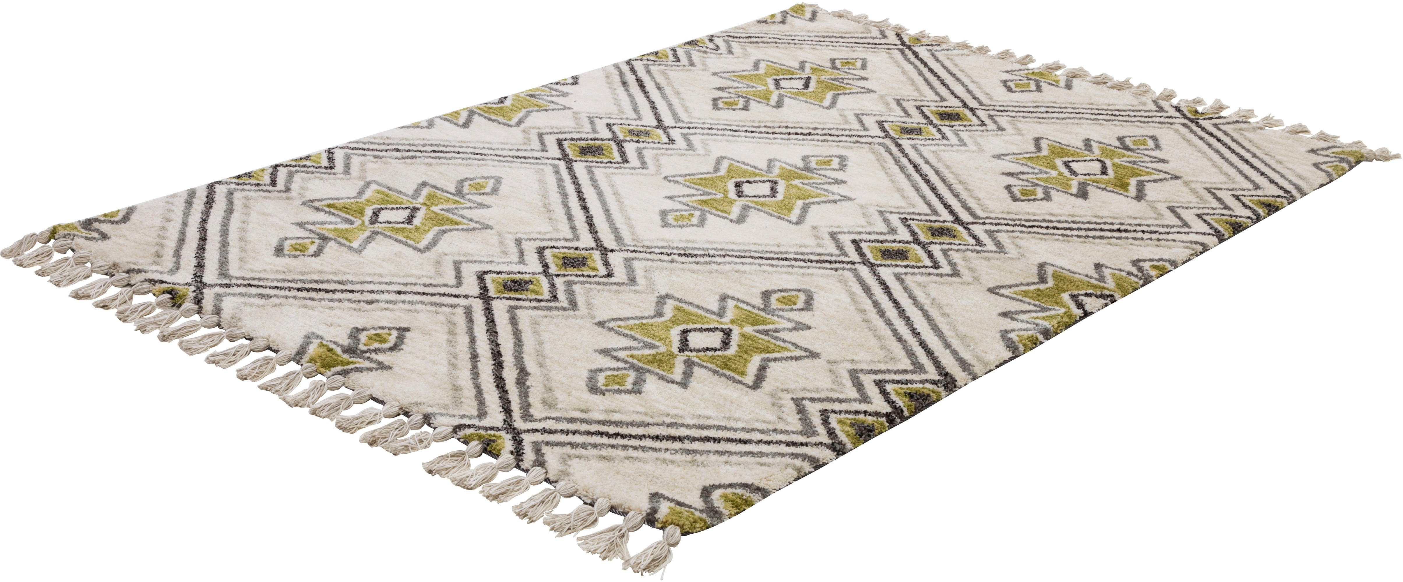 Gino Falcone Teppich Vittoria 017, rechteckig, Höhe: 15 mm, besonders weich durch Microfaser, mit Fransen