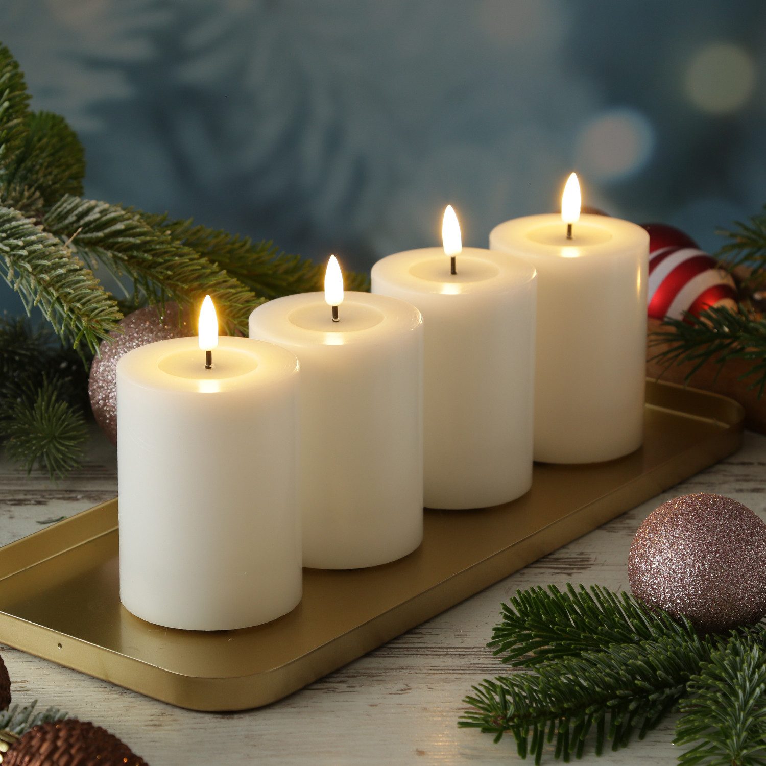 Deluxe Homeart LED-Kerze LED Kerzenset MIA Echtwachs Deluxe H: 10cm mit Bat günstig online kaufen
